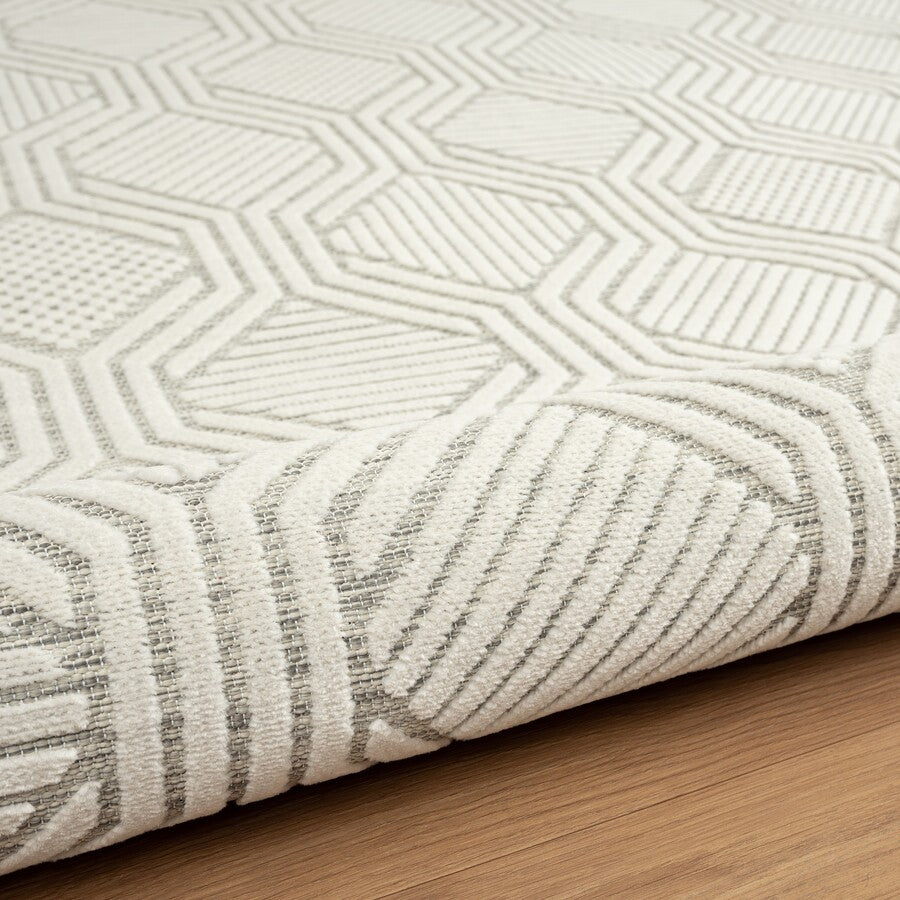 Jennifer Rug in Siler/Gray color, perfect for indoor and outdoor use, featuring a modern rectangular shape.