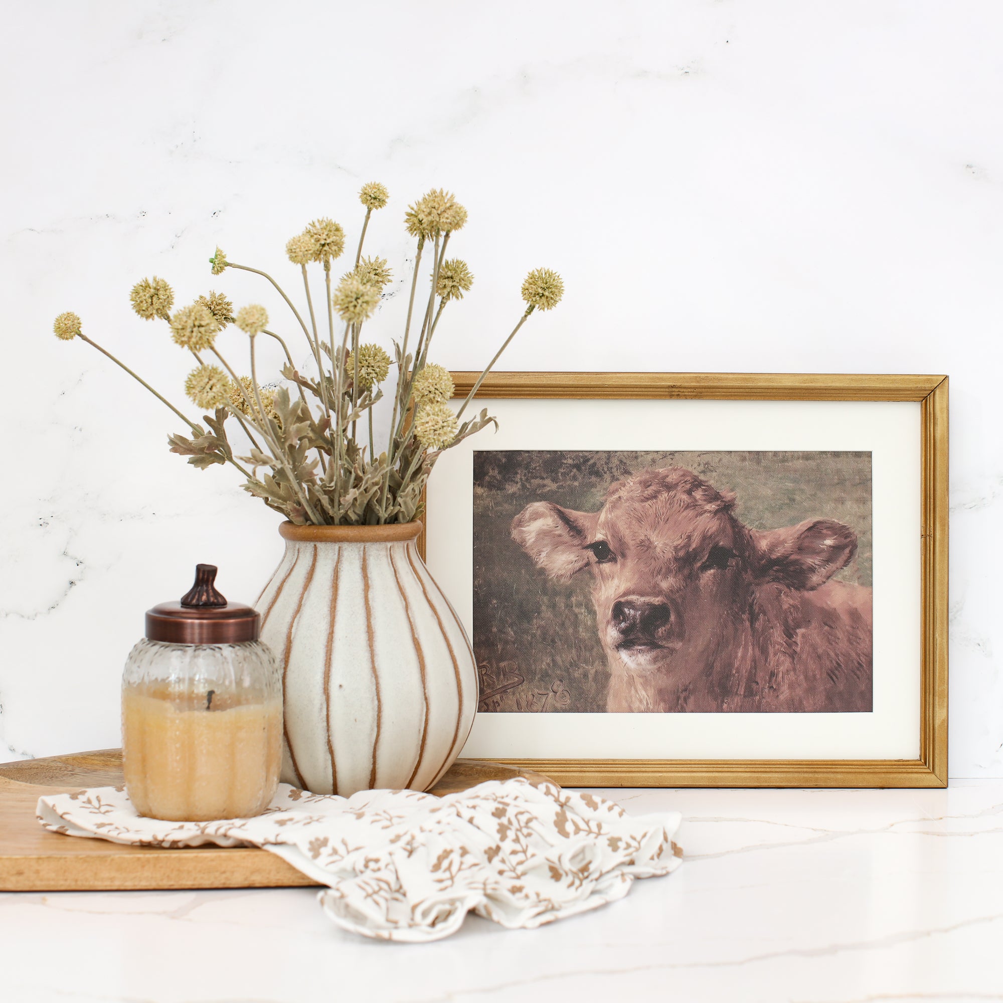 Elegant 7" Beige Stripe Ceramic Vase with a softly rimmed top, ideal for small floral arrangements or as a decorative accent.