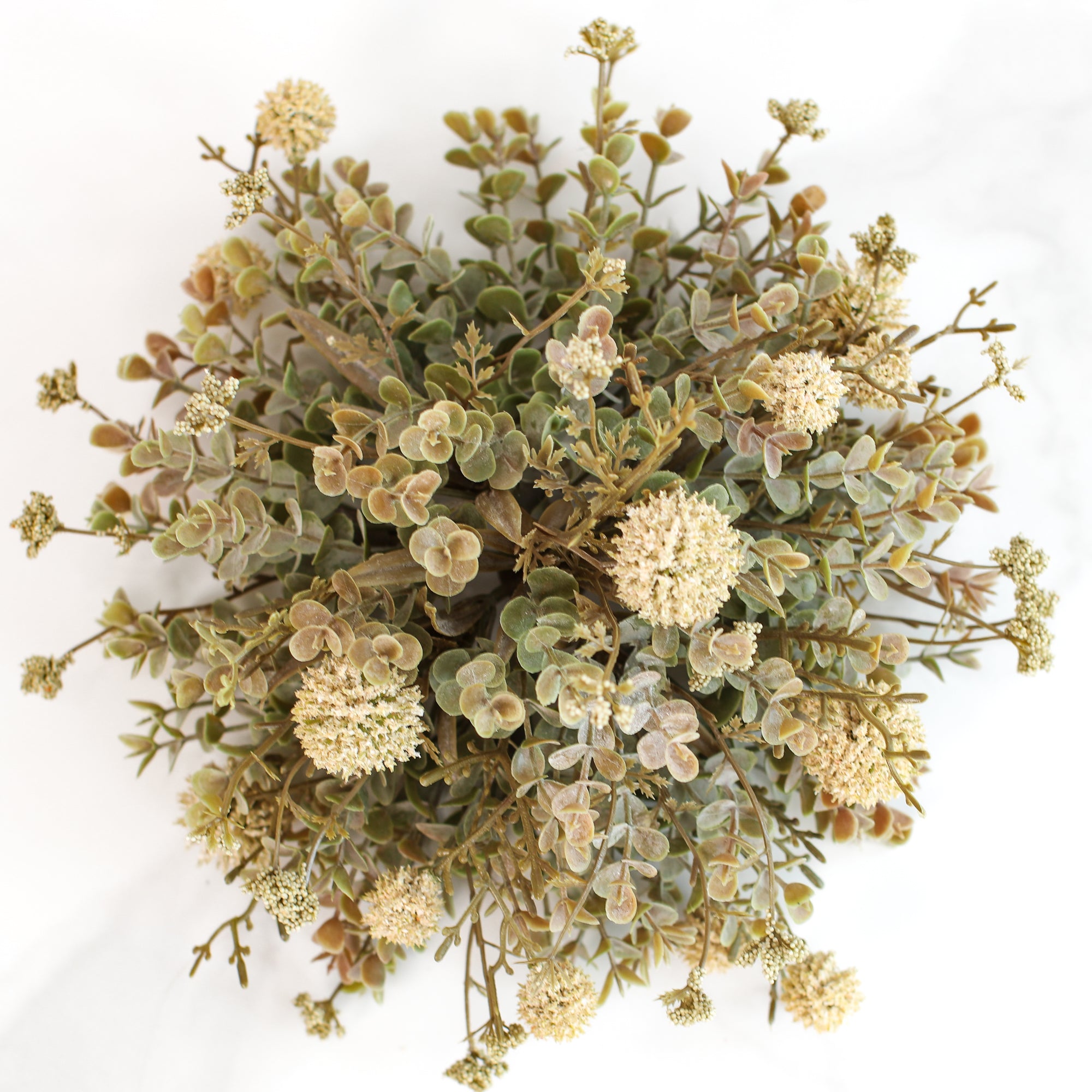 10" Fall Garden Pouf, Cream - Interior Delights