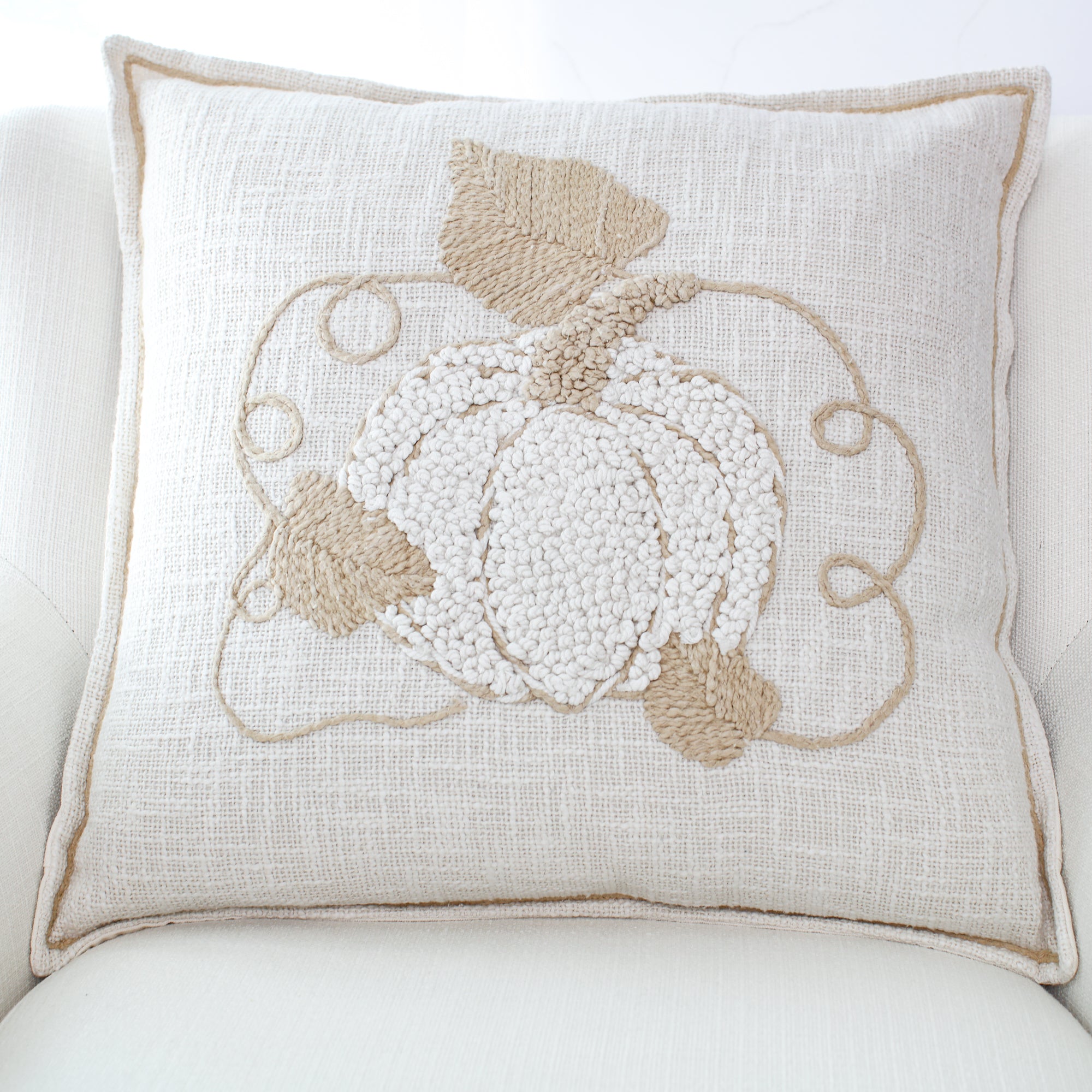 Pumpkin Pillow with Border Stitching- 20 x 20
