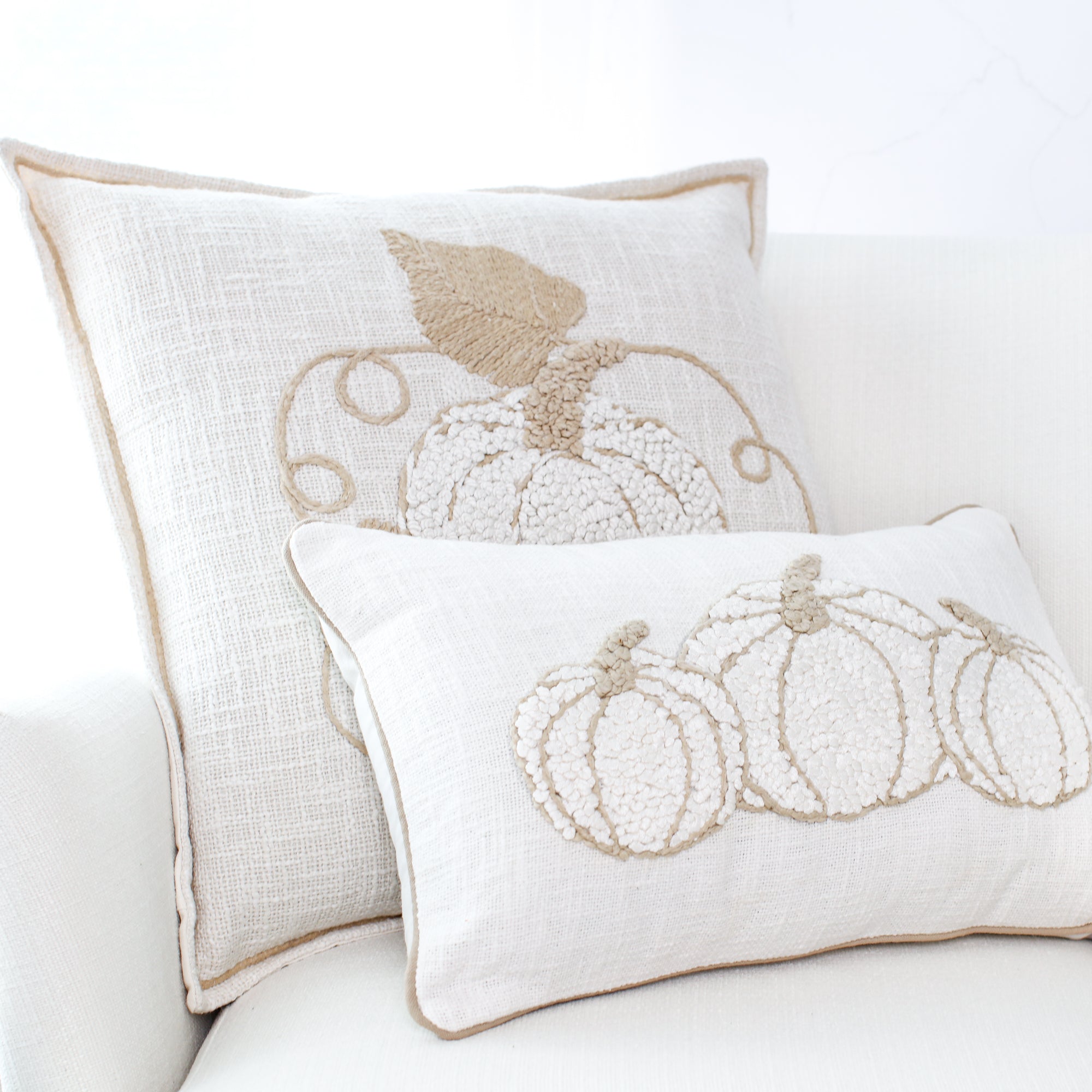 Pumpkin Pillow with Border Stitching- 20 x 20