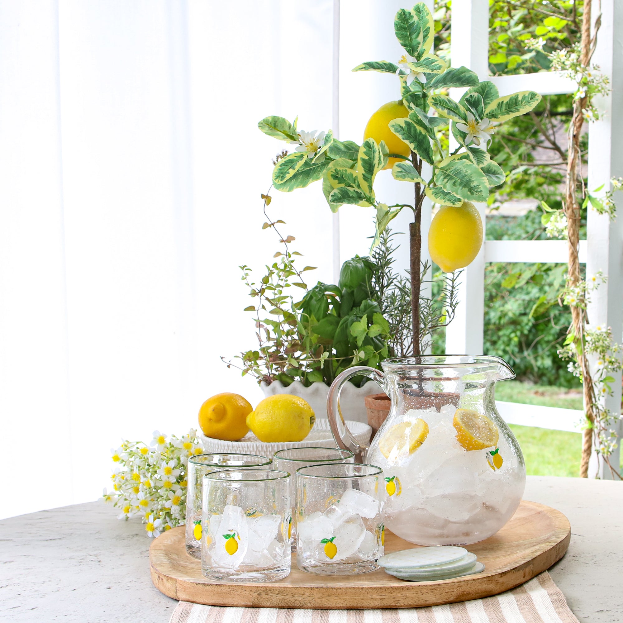Lemon Print Drink Glasses
