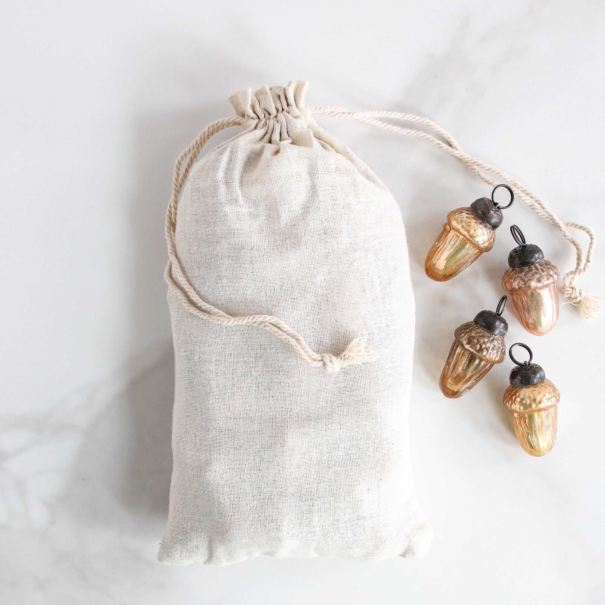 Mercury Glass Mini-Acorn Ornaments-Set of 36