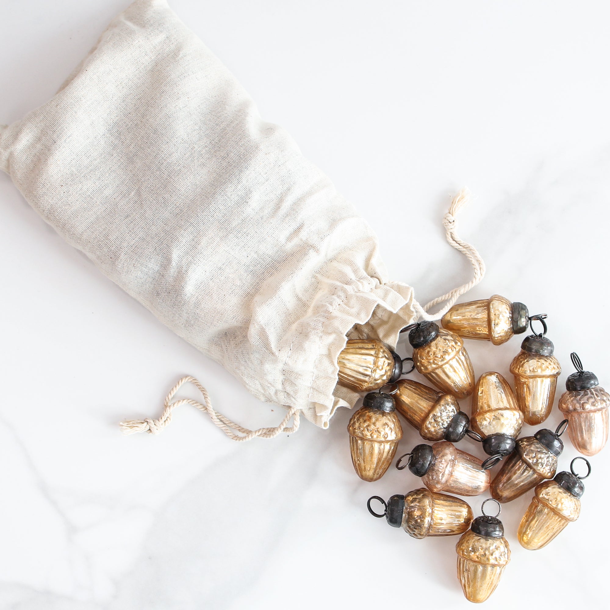 Mercury Glass Mini-Acorn Ornaments-Set of 36