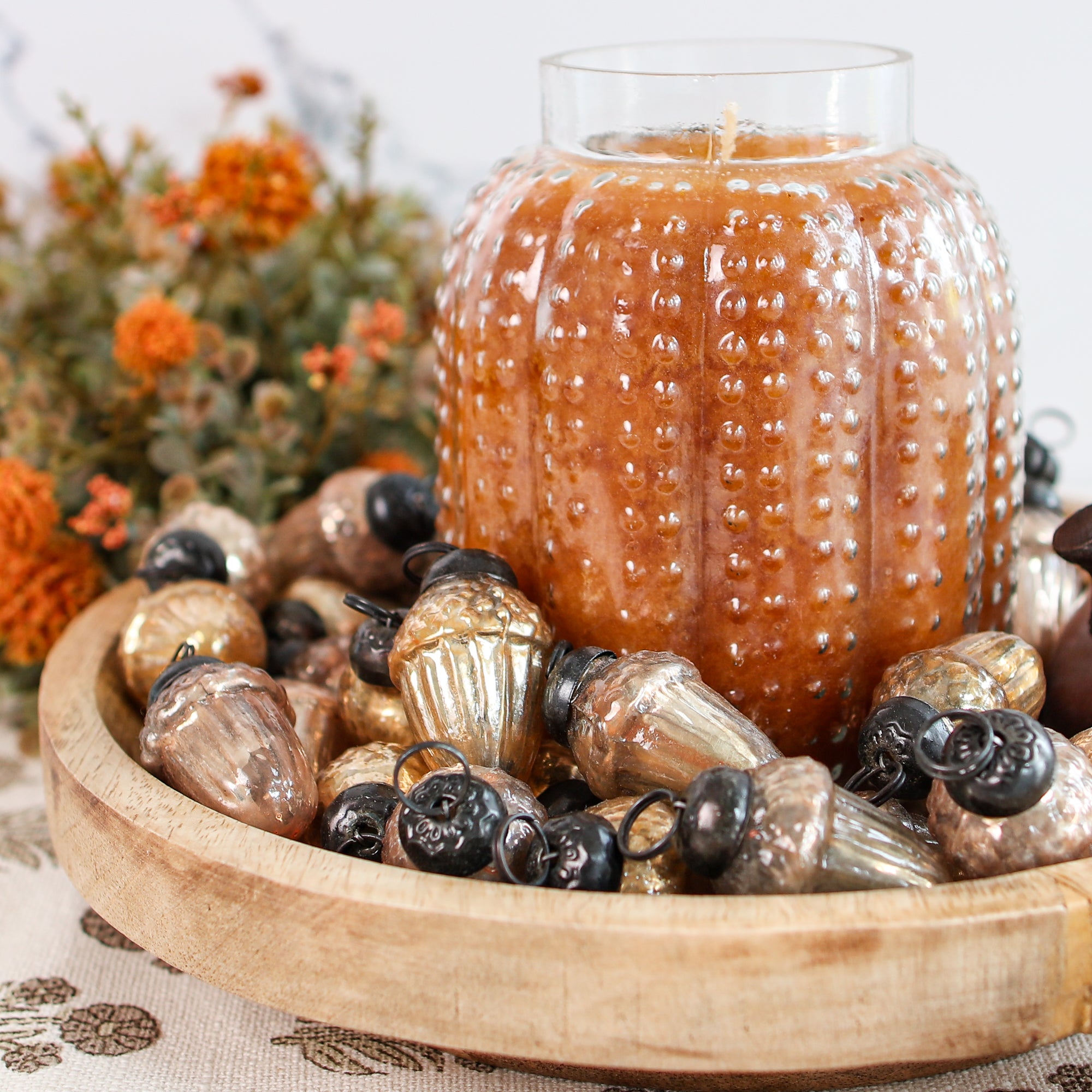Mercury Glass Mini-Acorn Ornaments-Set of 36