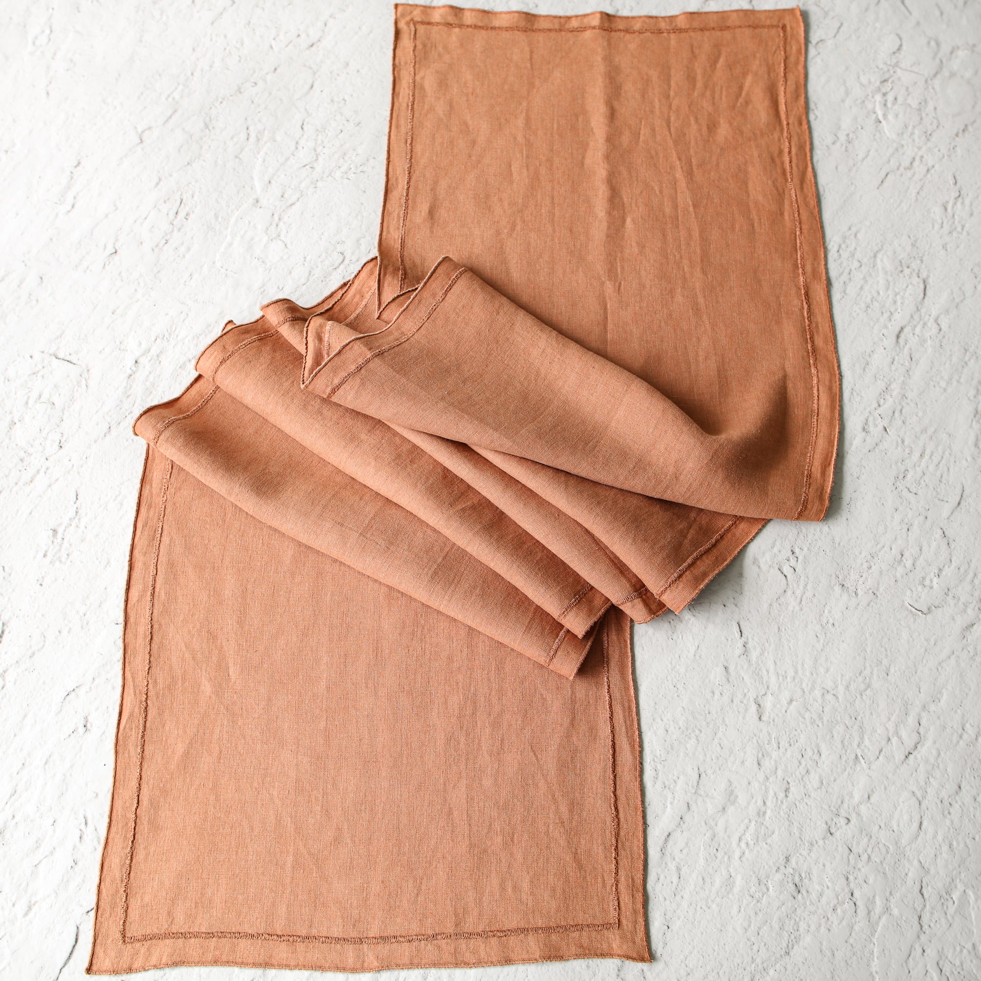 Terracotta Stonewashed Linen Runner