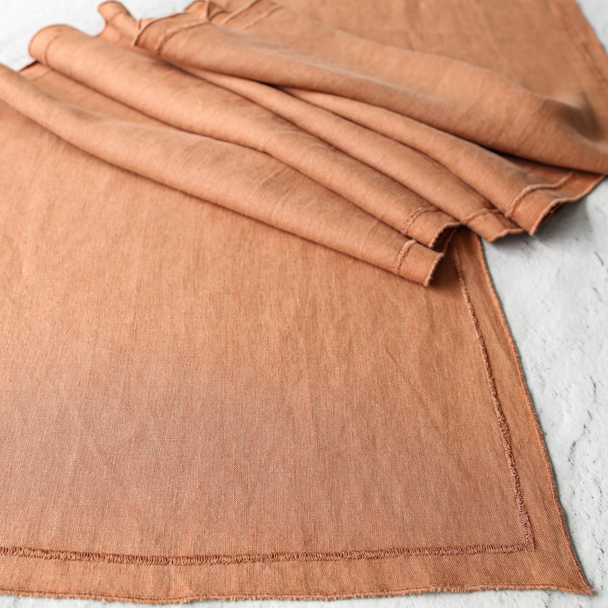Terracotta Stonewashed Linen Runner