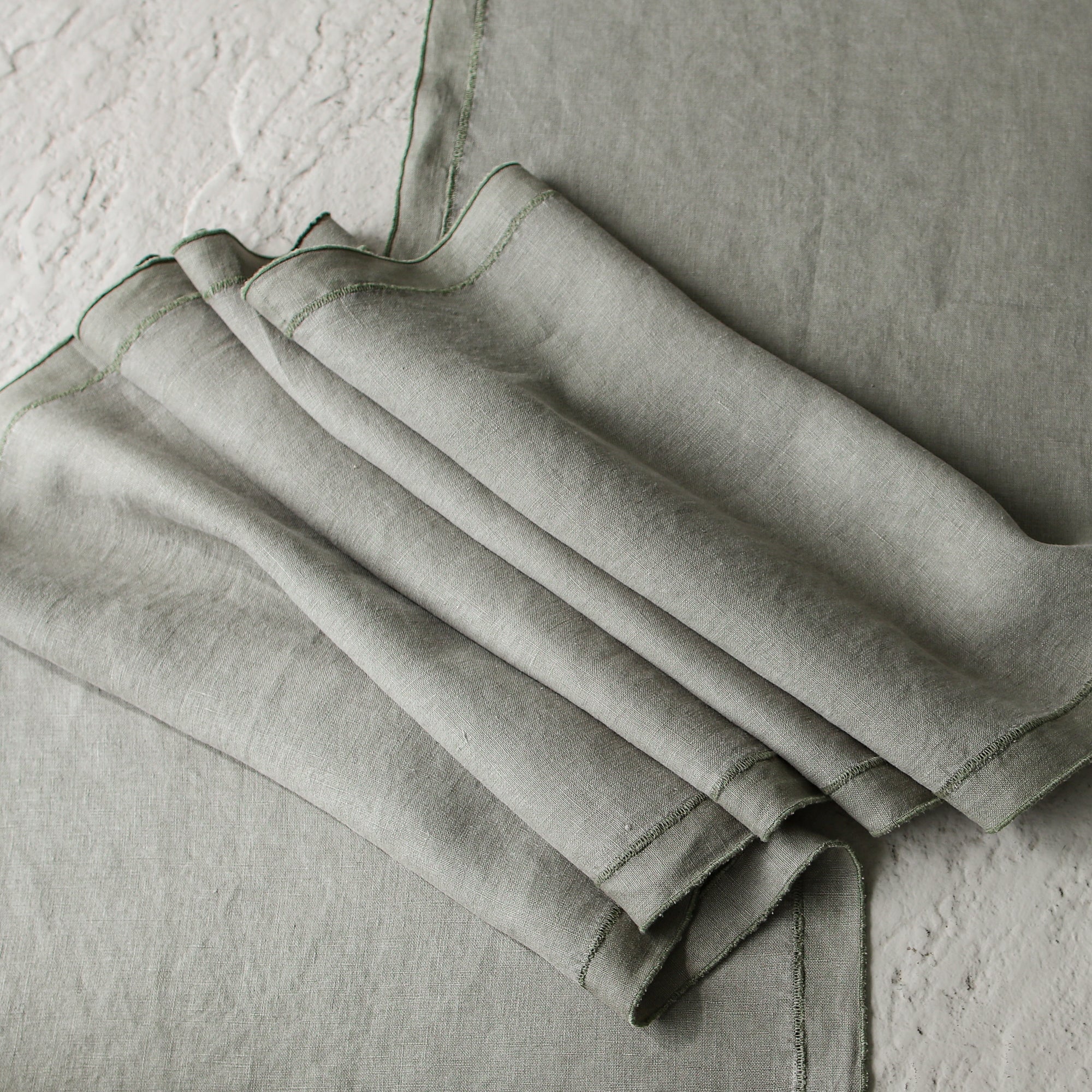 Olive Stonewashed Linen Runner