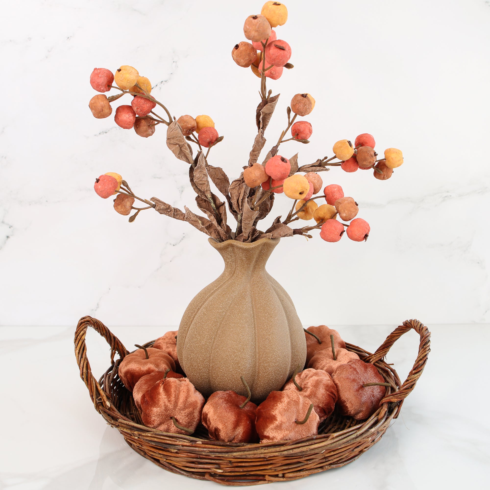 19" Yellow and Orange Pumpkin Branch