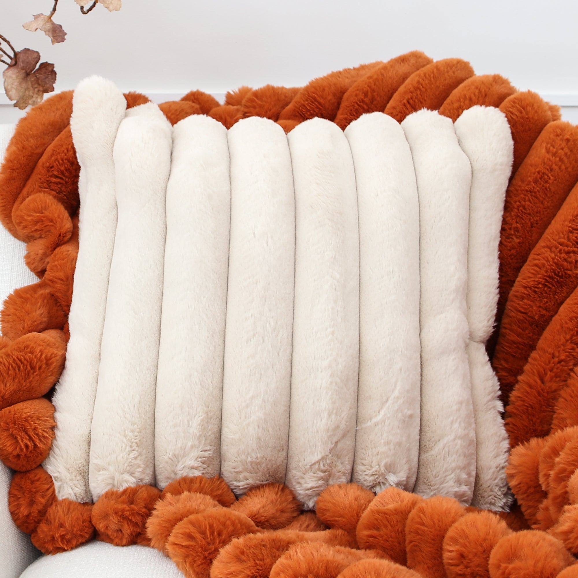 Tan Faux Fur Pillow 18in