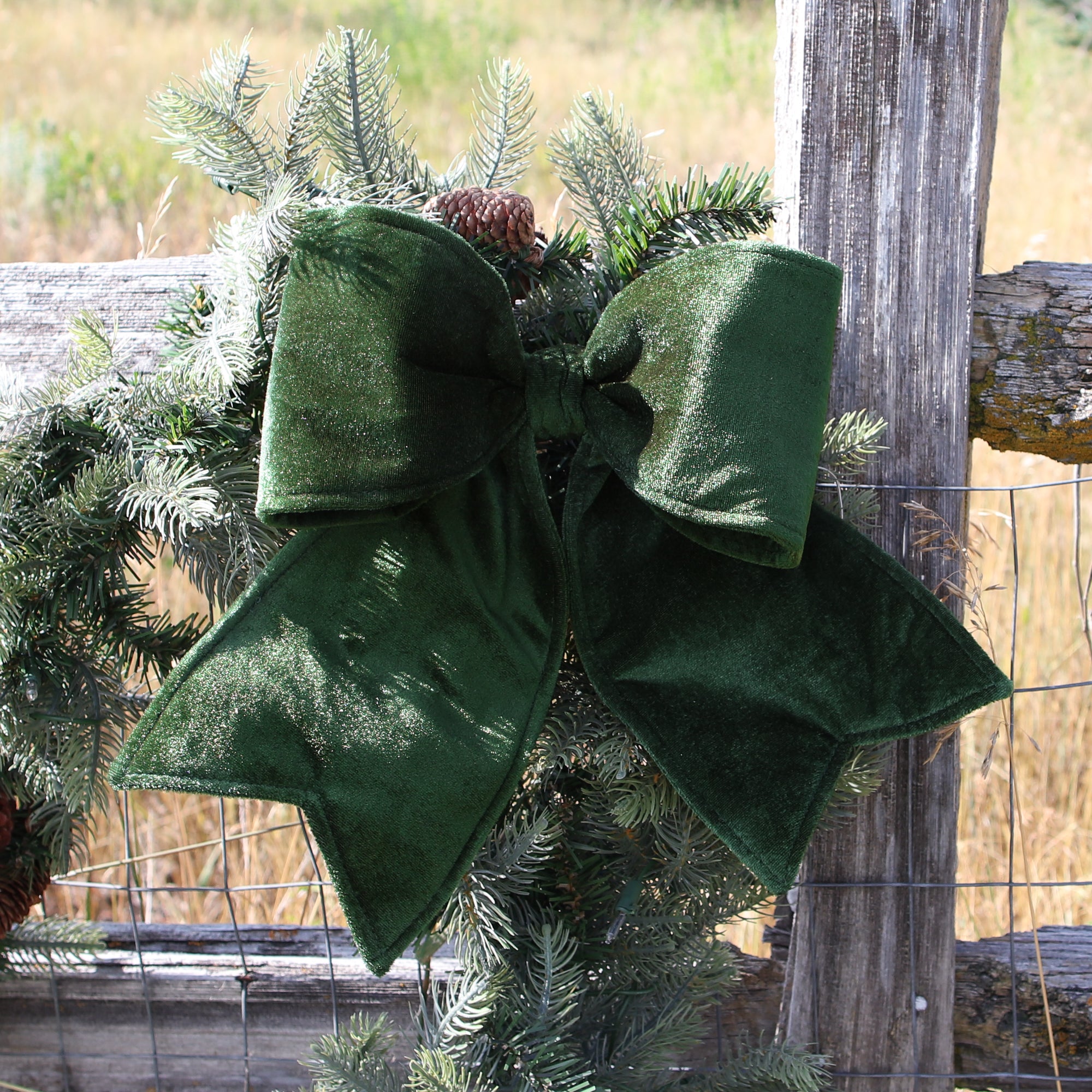 Small Green Outdoor Velvet Bow