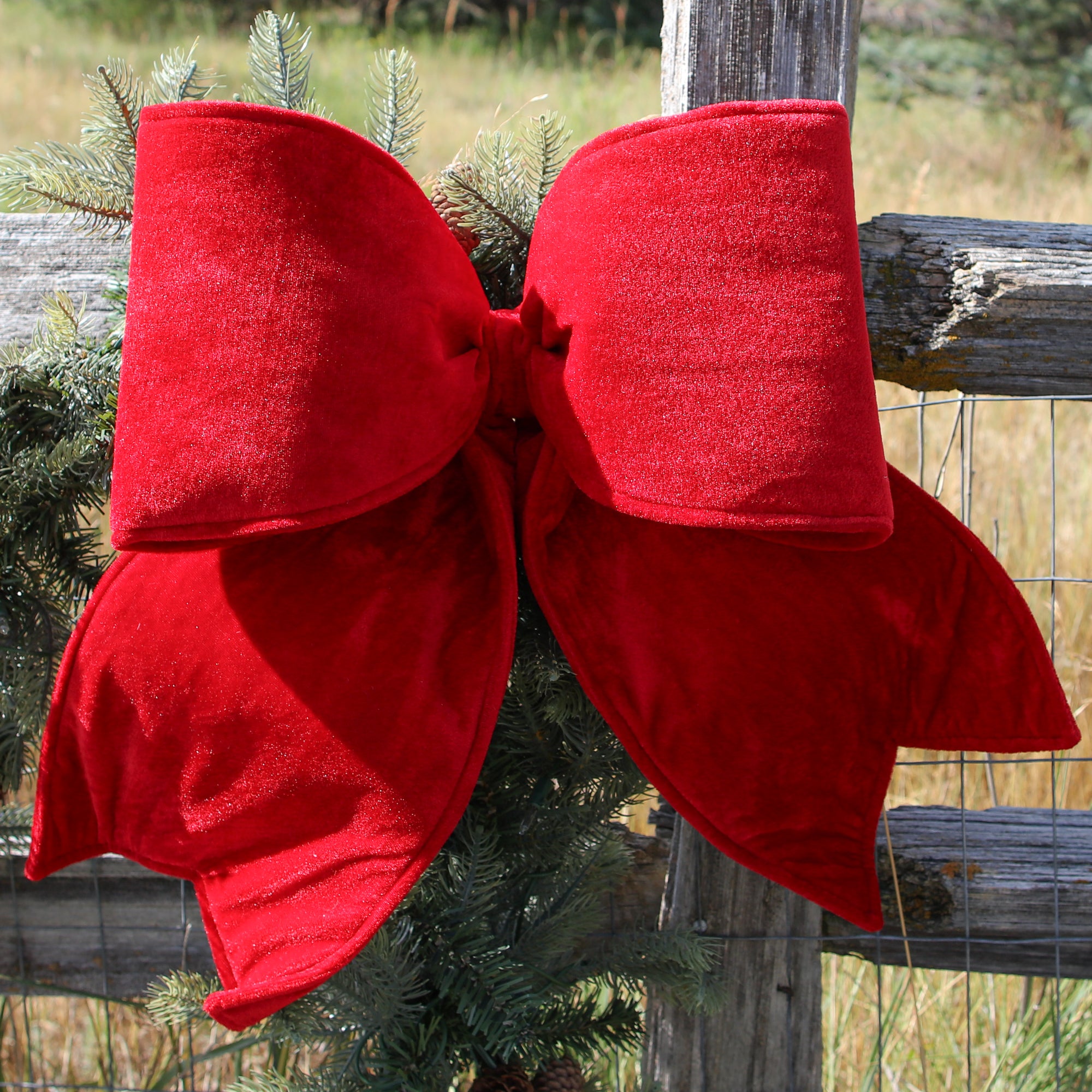 Large Red Outdoor Velvet Bow