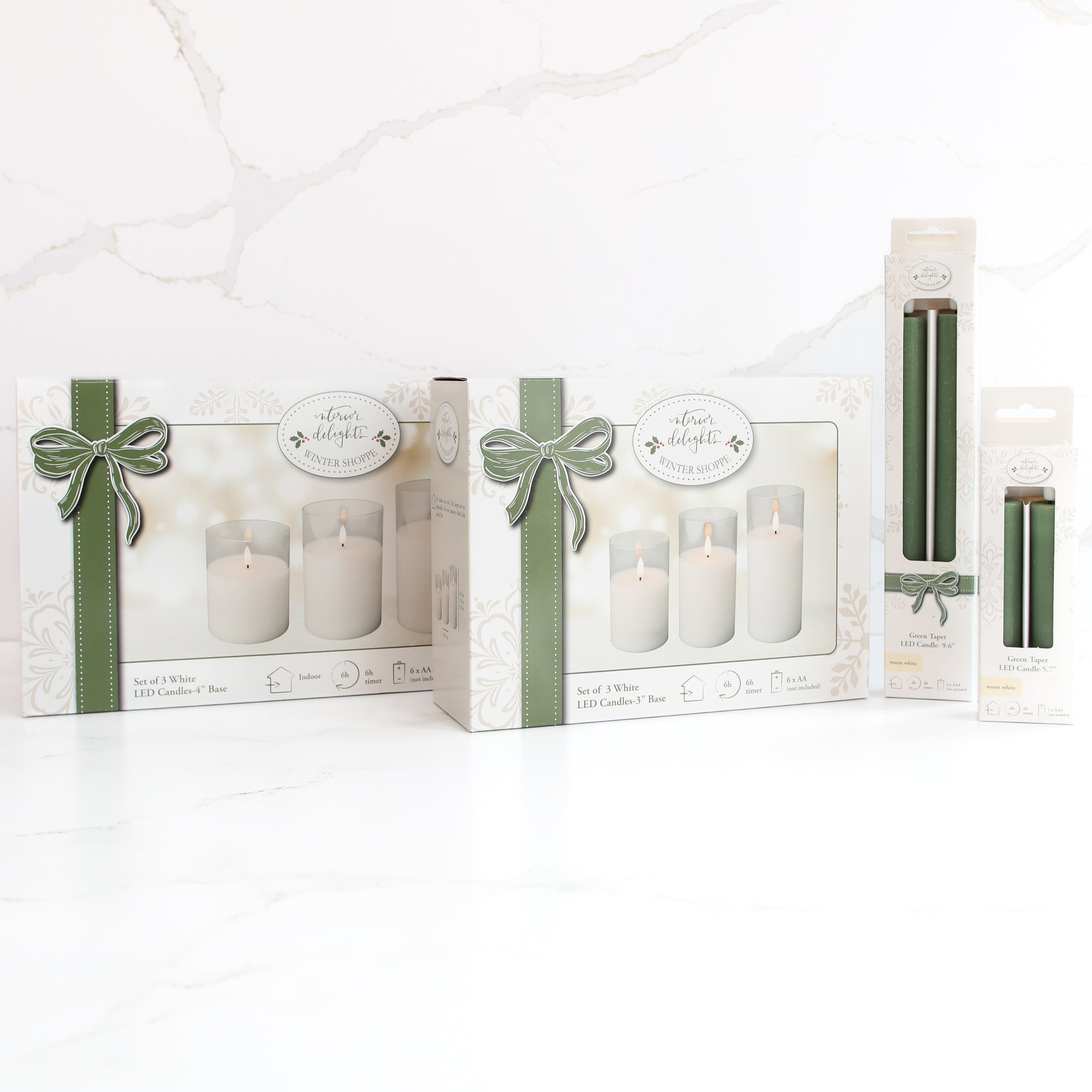 DOORBUSTER 6" LED Taper, Set of 2 Green