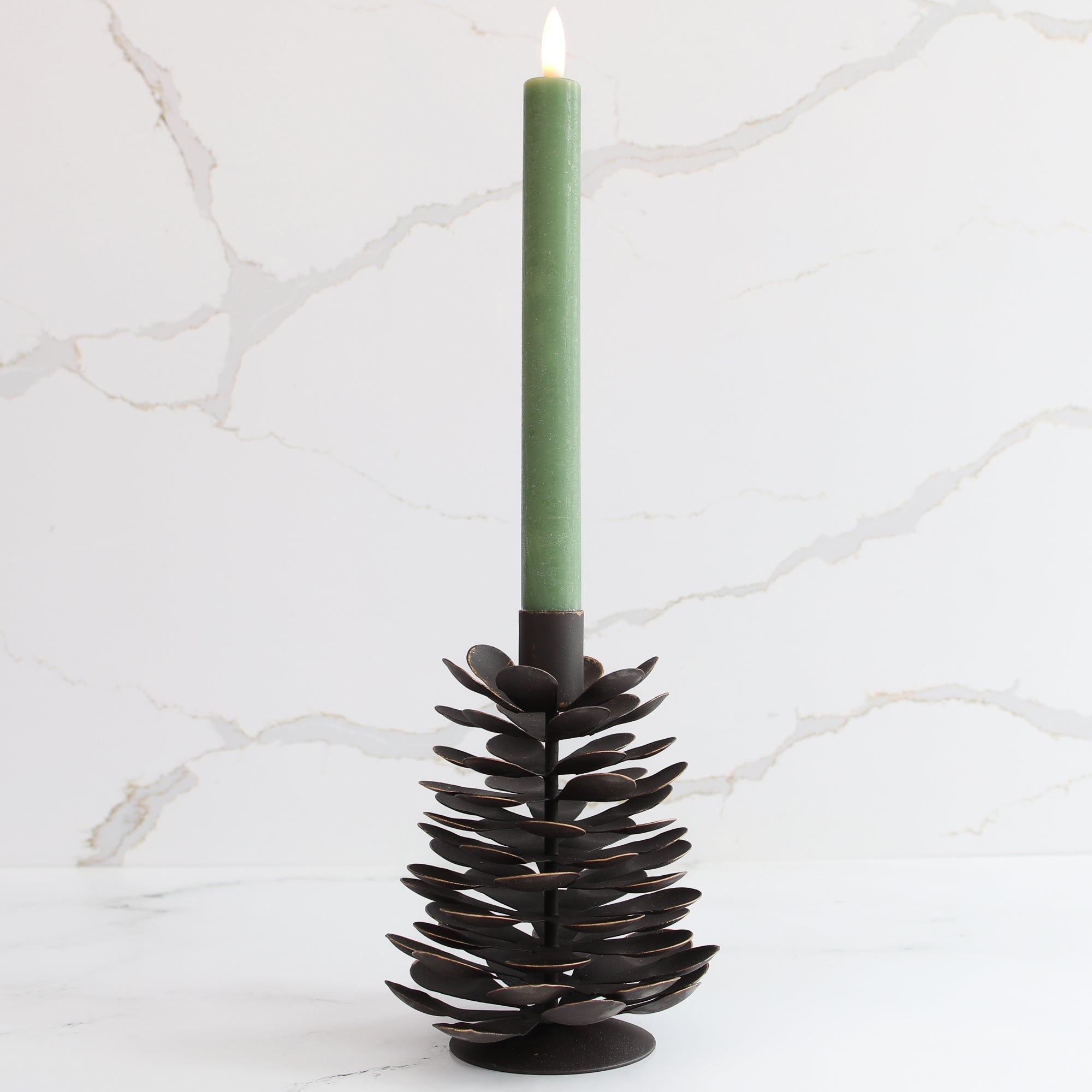 Pinecone & Taper Candle Arrangement