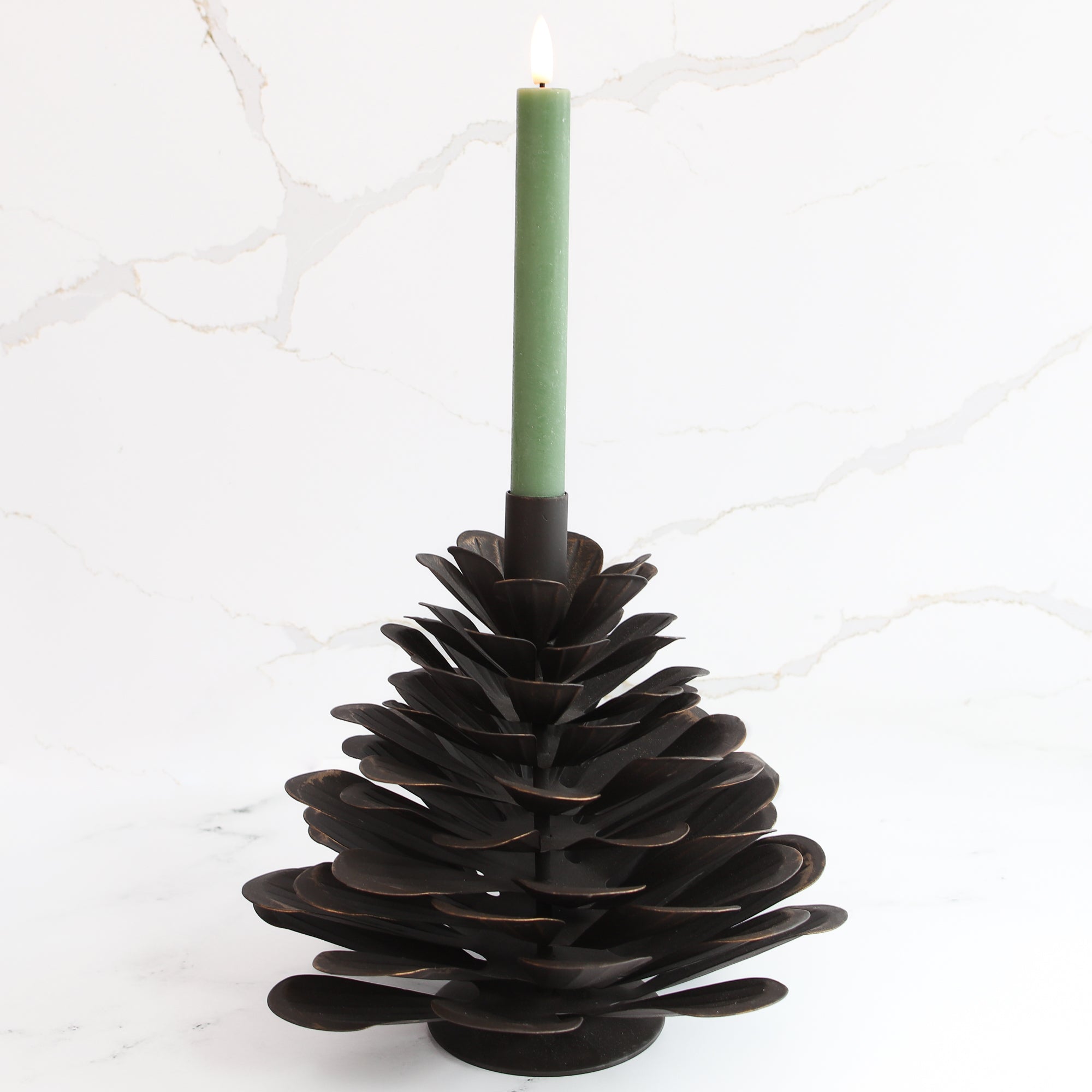 Pinecone & Taper Candle Arrangement