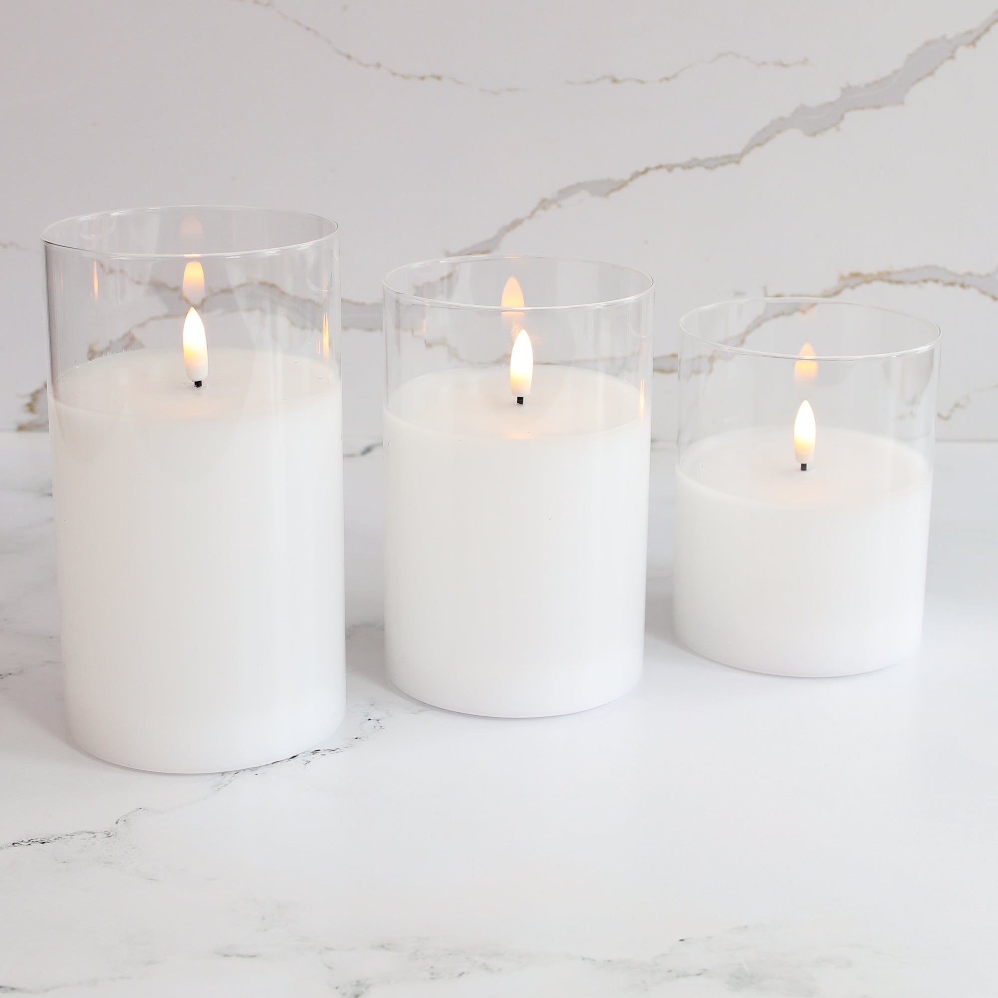 White Flameless -Three Pack Candles with 4” base