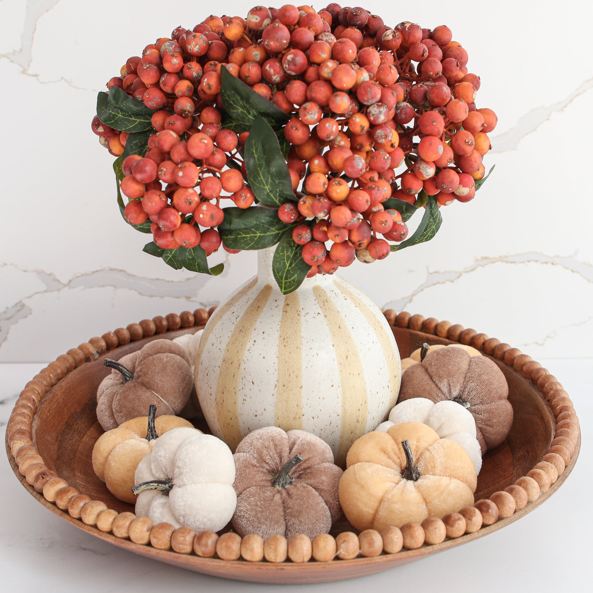 Set of 2 Wooden Bowls with Beaded Trim