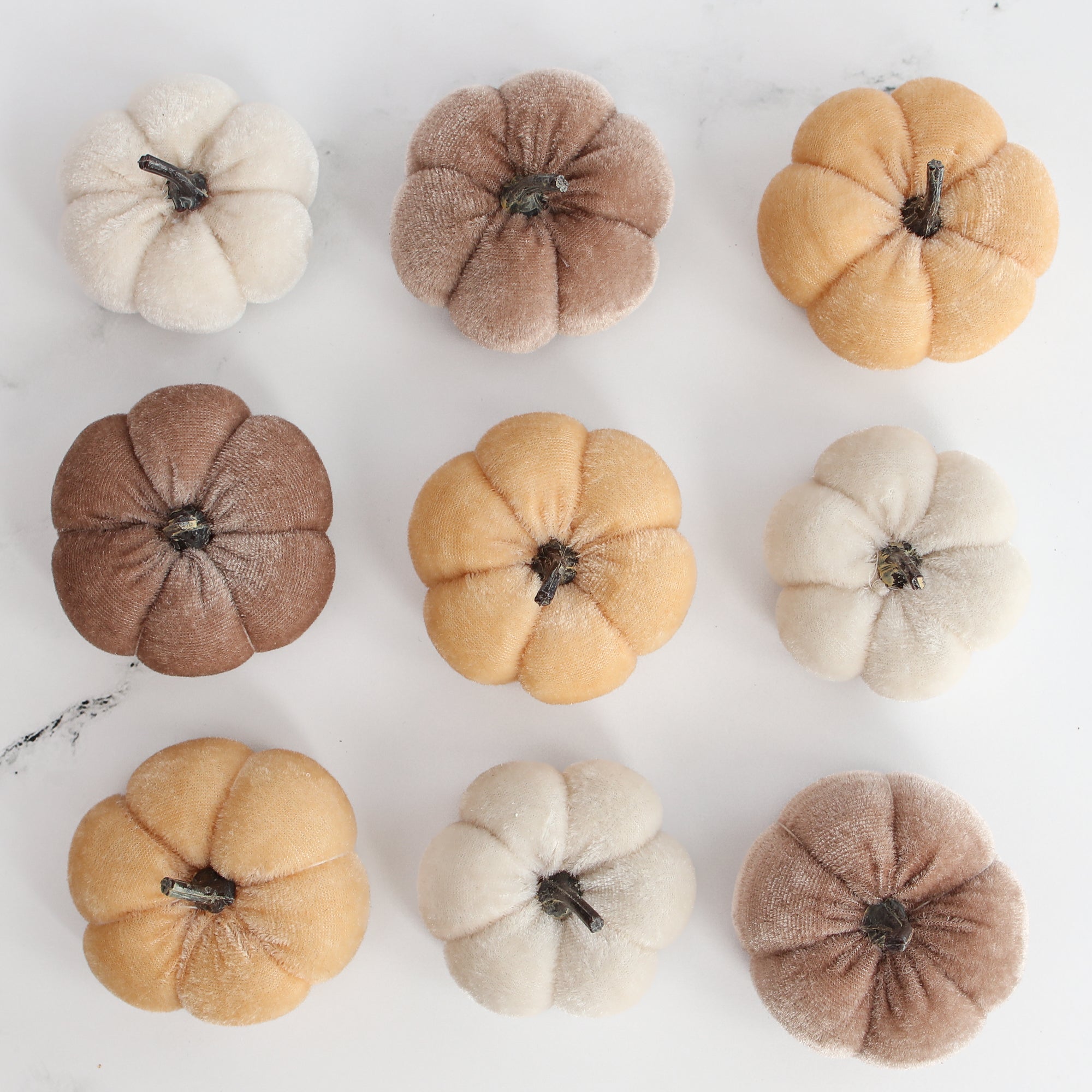 Mini Velvet Pumpkins- Set of 9