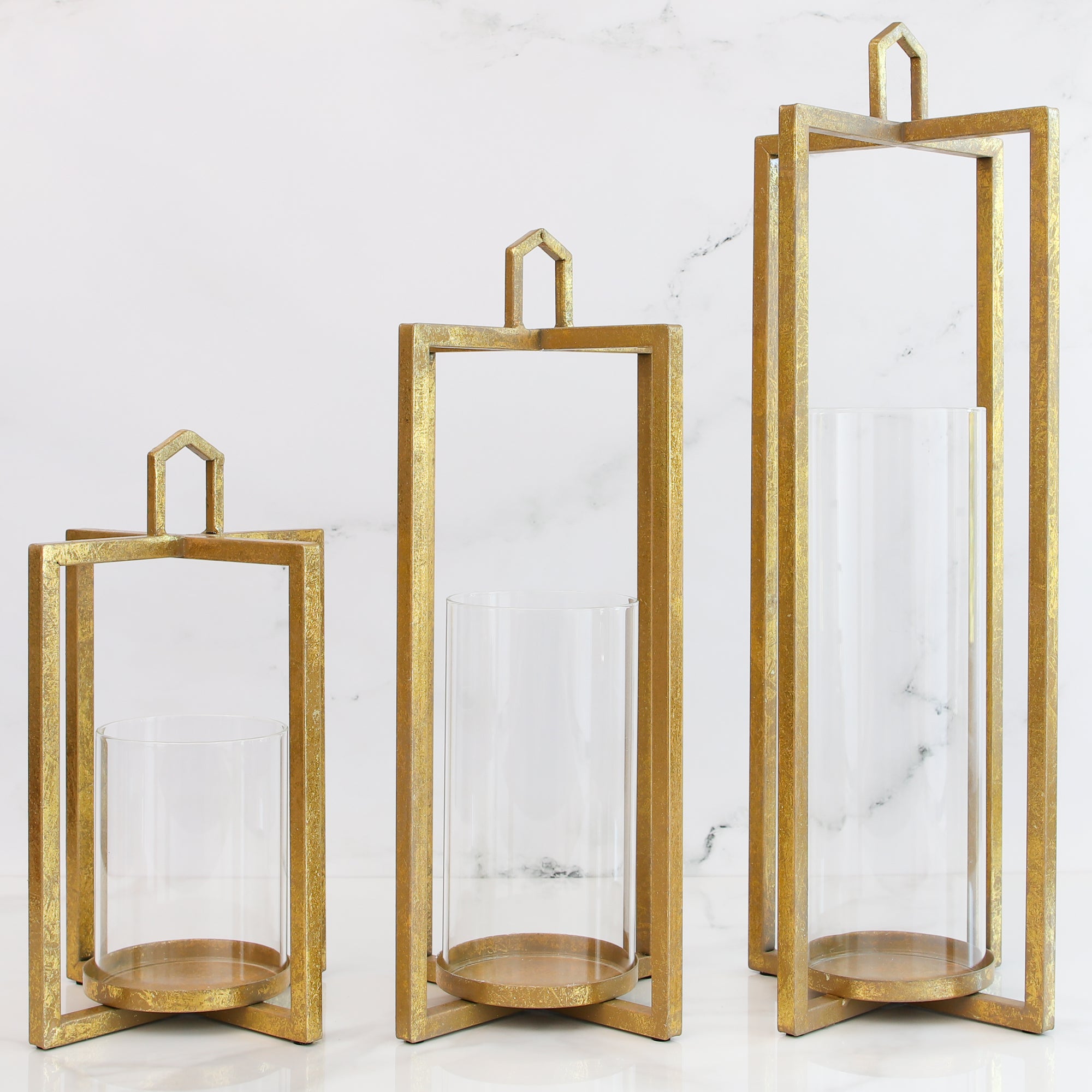 DOORBUSTER Gold Mod Lantern Set of 3 - Interior Delights