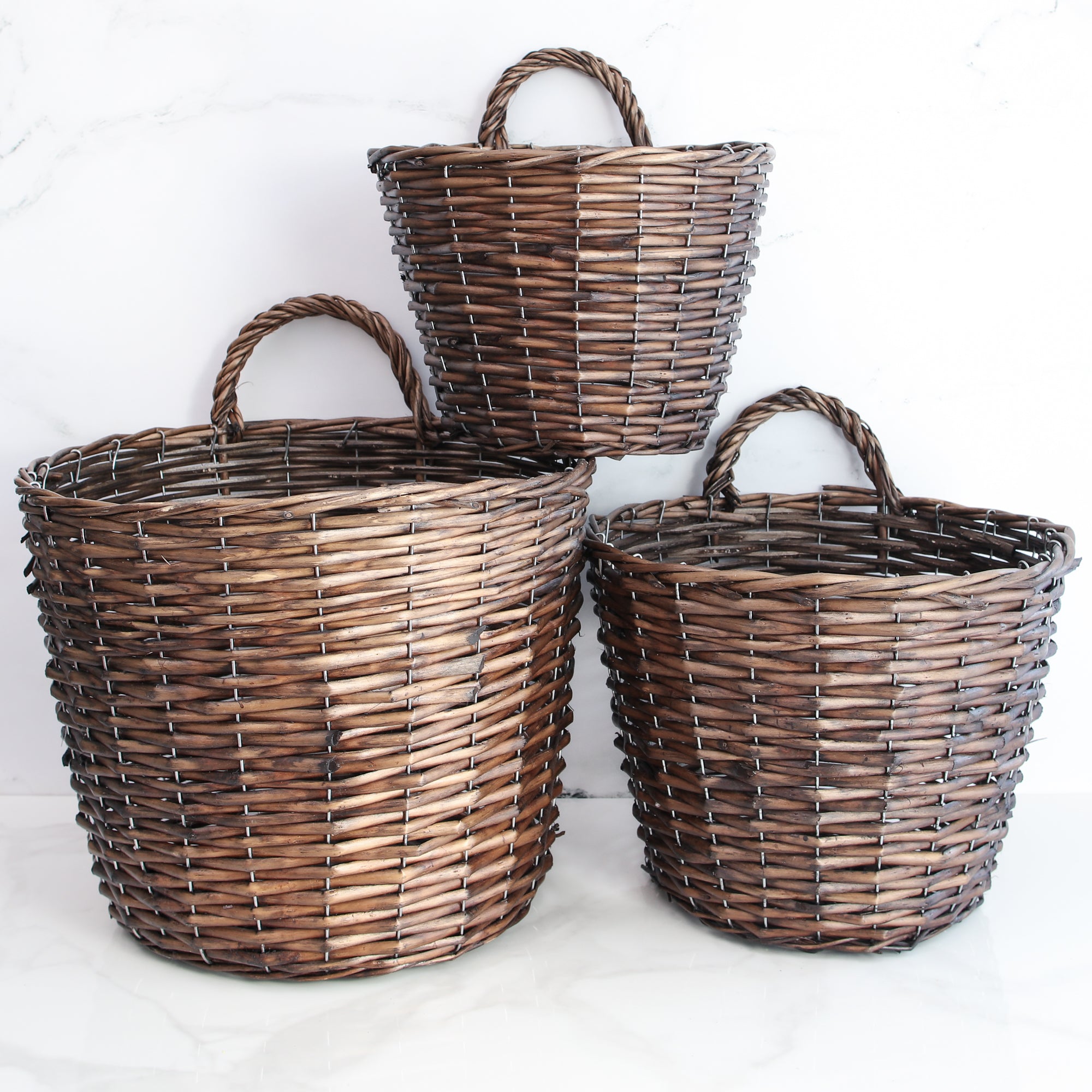 Set of 3 Brown Willow Baskets