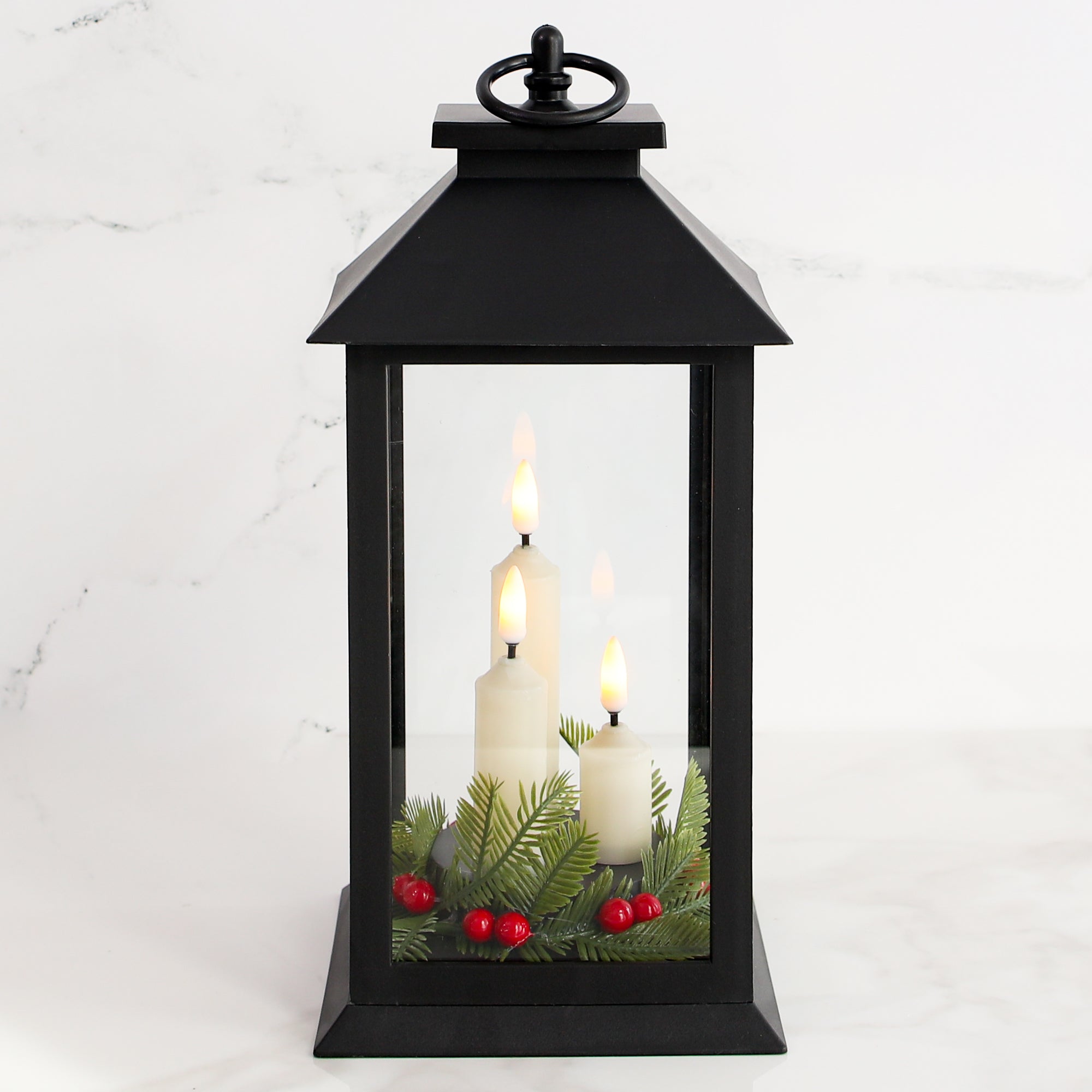 Black Lantern with Flameless Candles