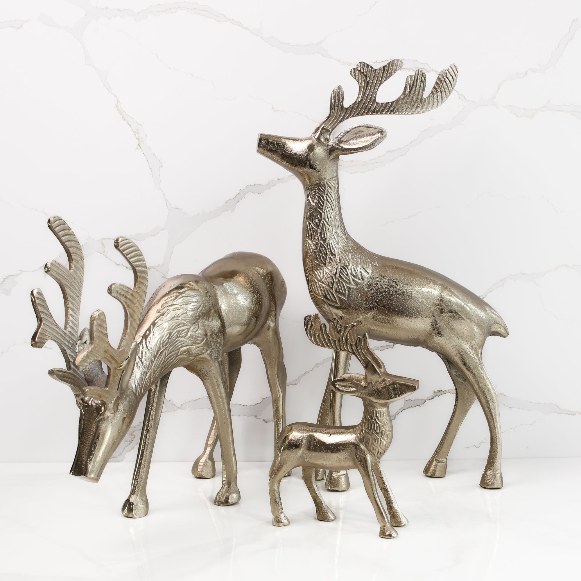 DOORBUSTER 17.5” Grazing Antique Gold Reindeer-Each sold Separately