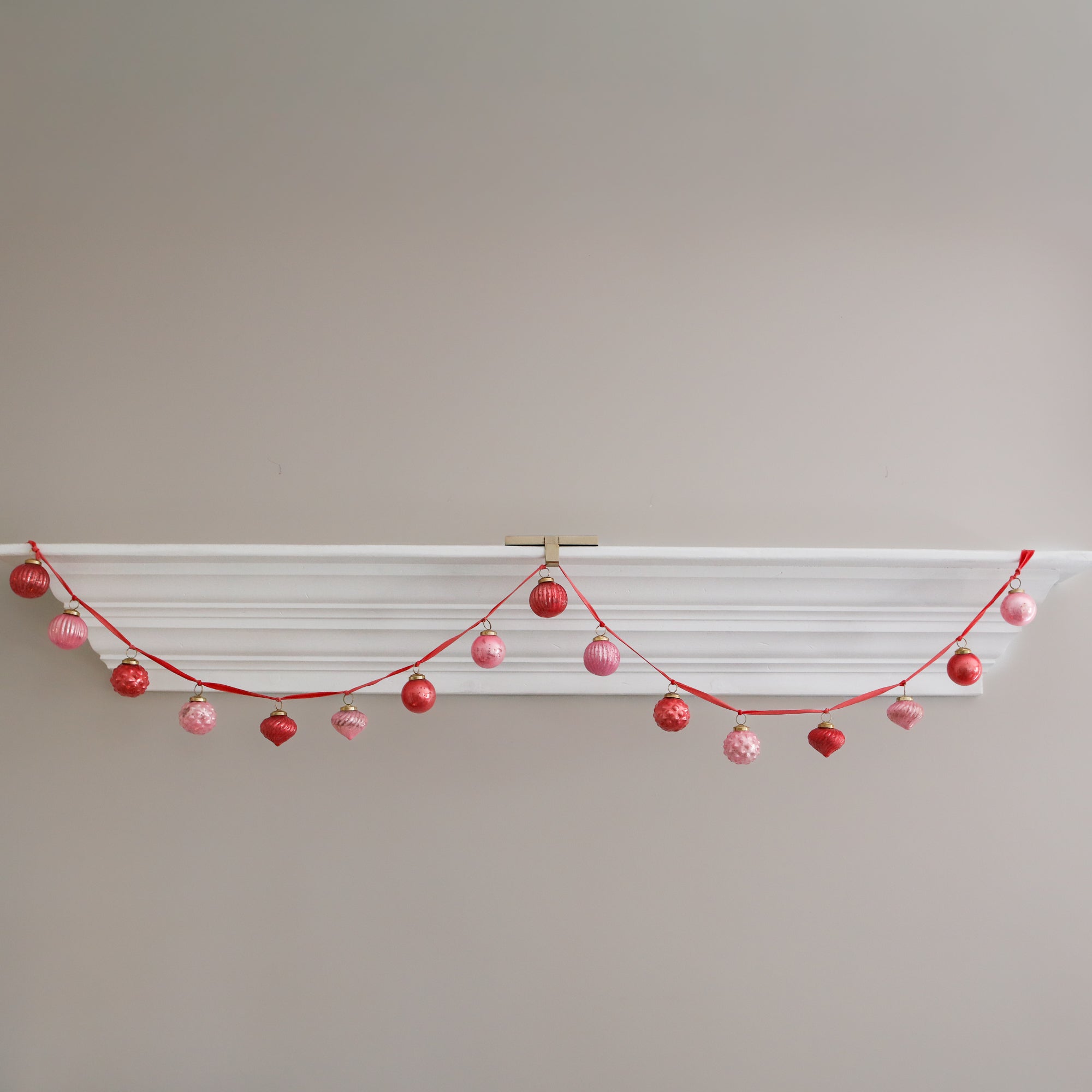 Red And Pink Mercury Glass Ornament Garland