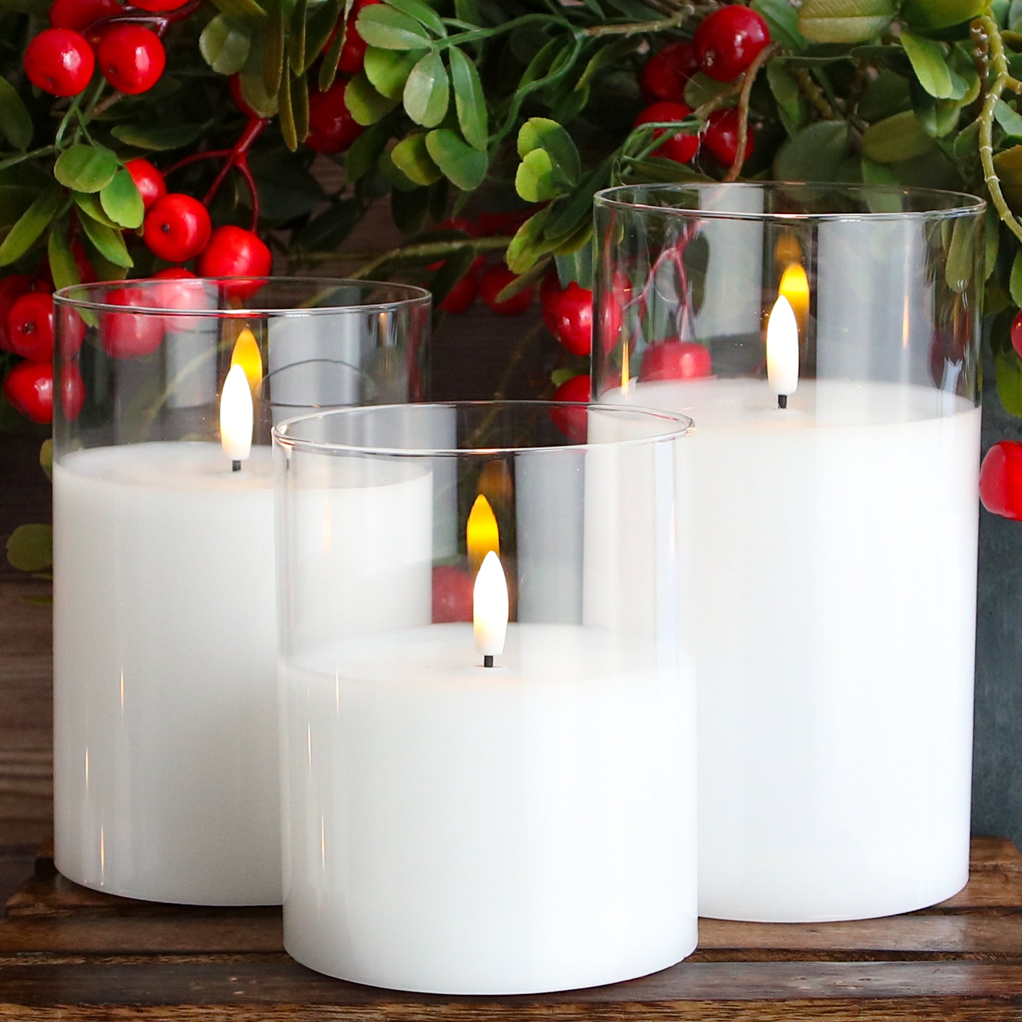 White Flameless -Three Pack Candles with 4” base