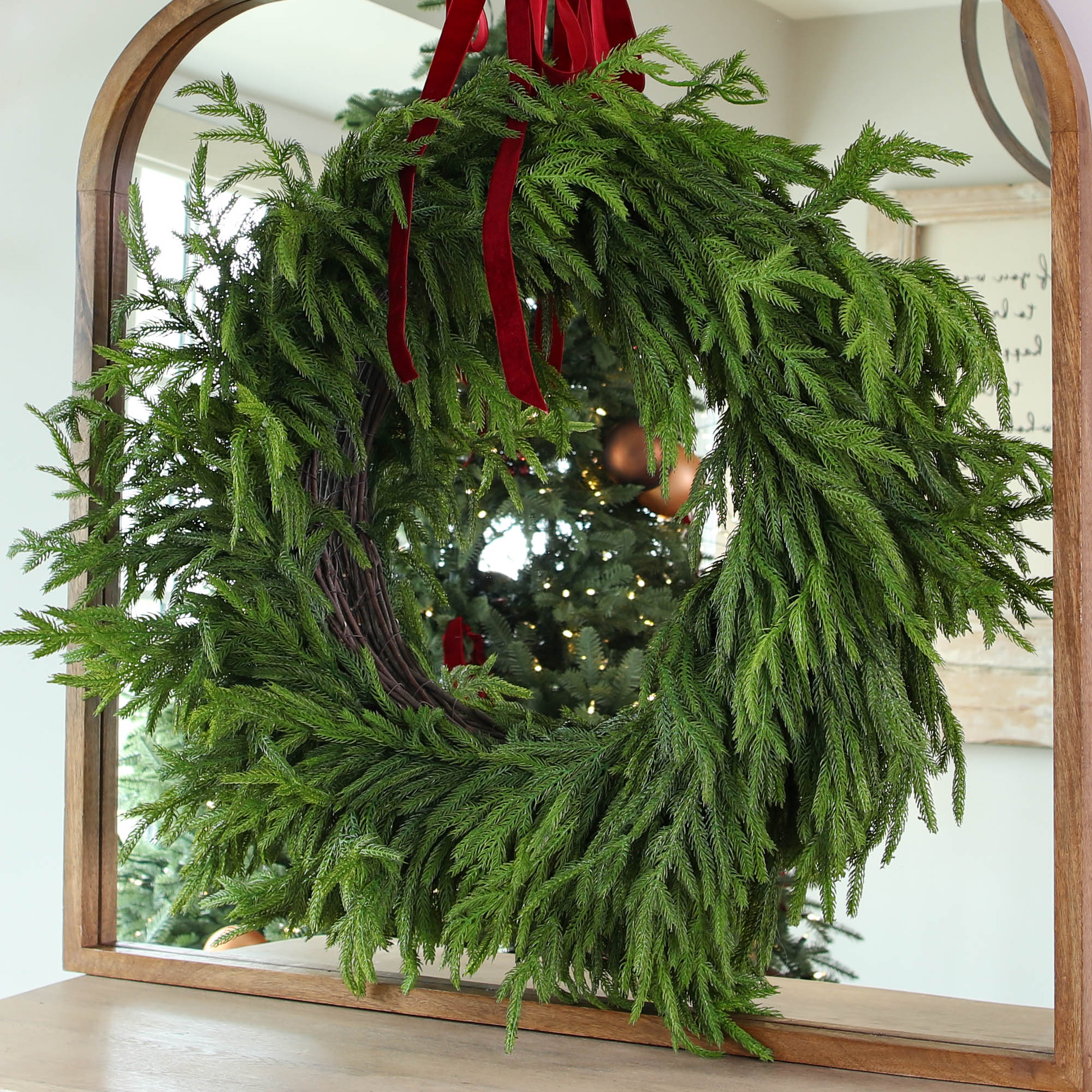 30" Natural Touch Norfolk Pine Wreath - Interior Delights