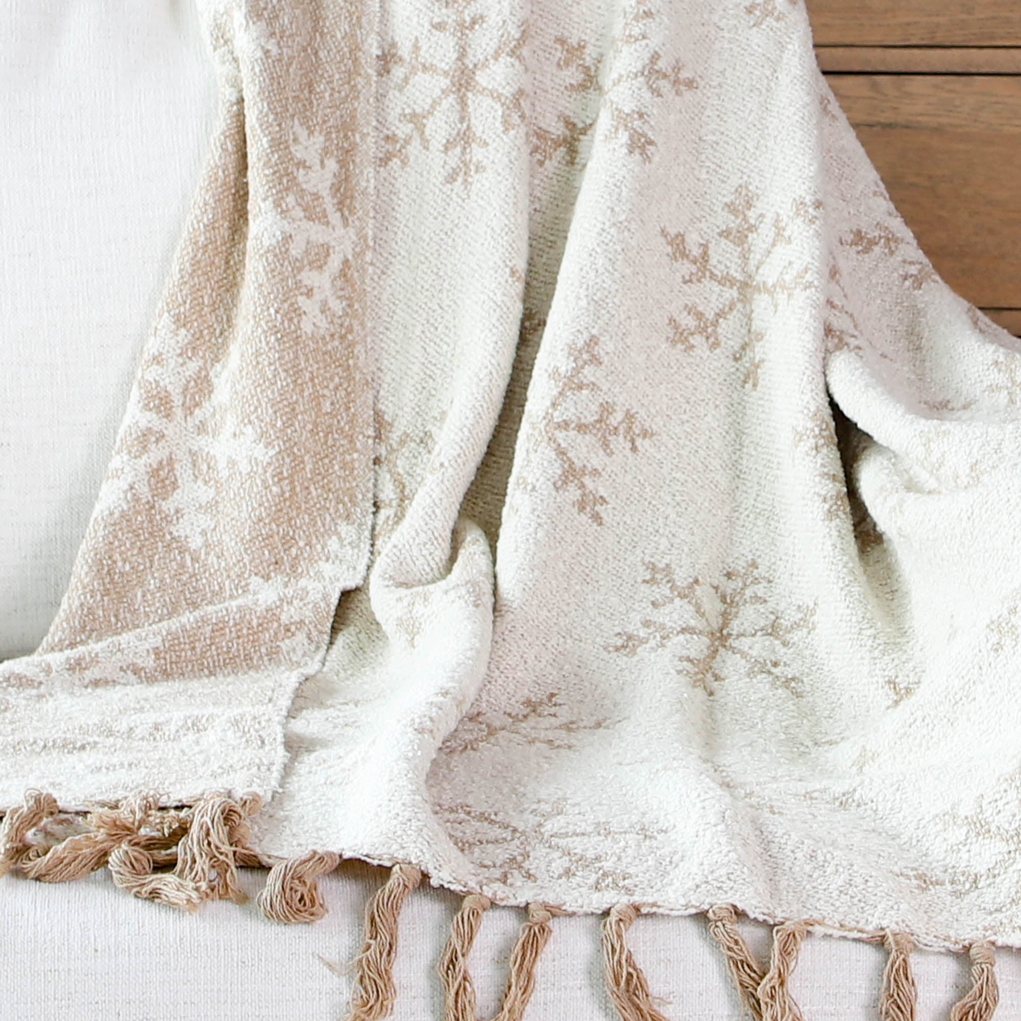 Snowflake Throw Blanket with Fringe