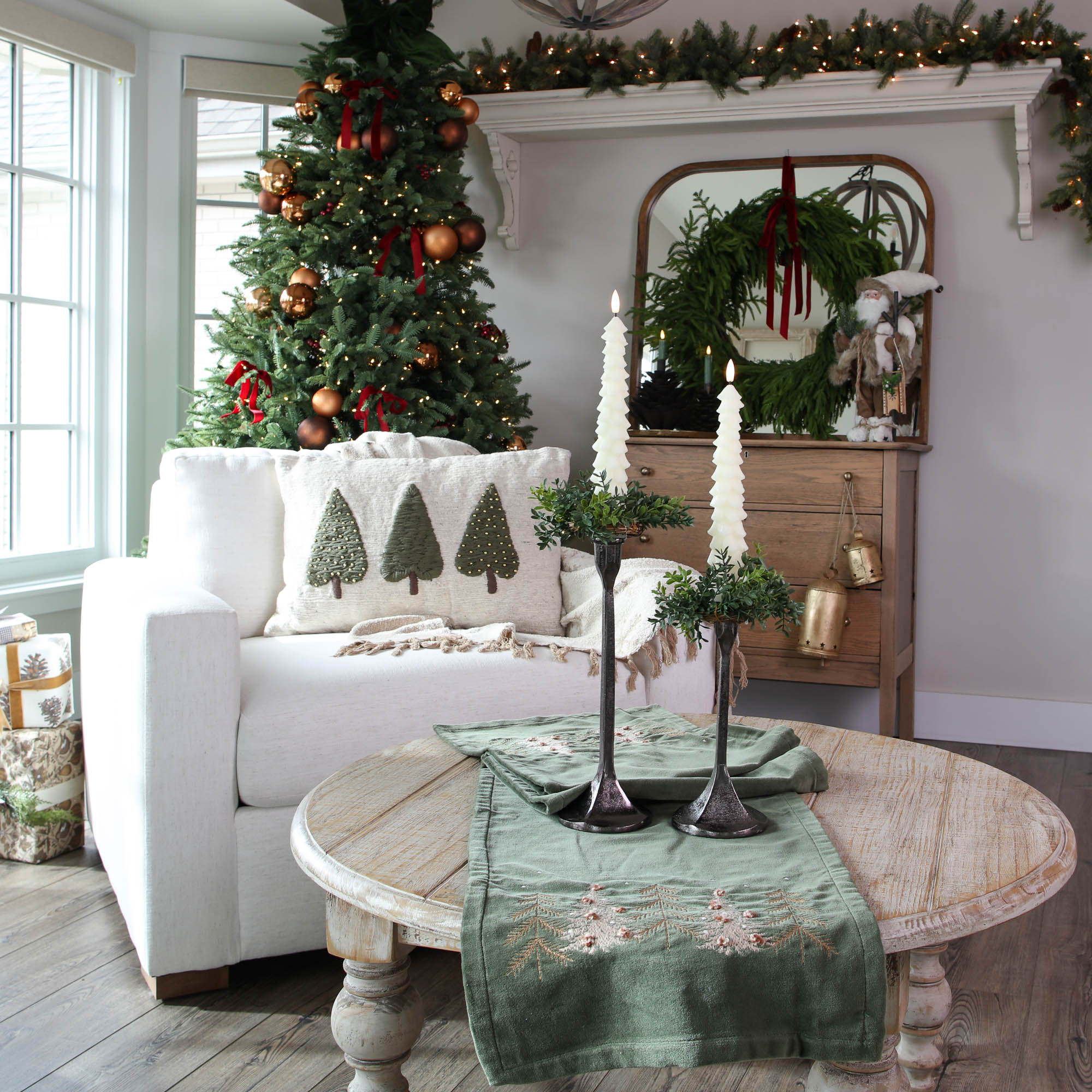 New England Mini Boxwood Taper Candle Ring- 6in-Sold Individually