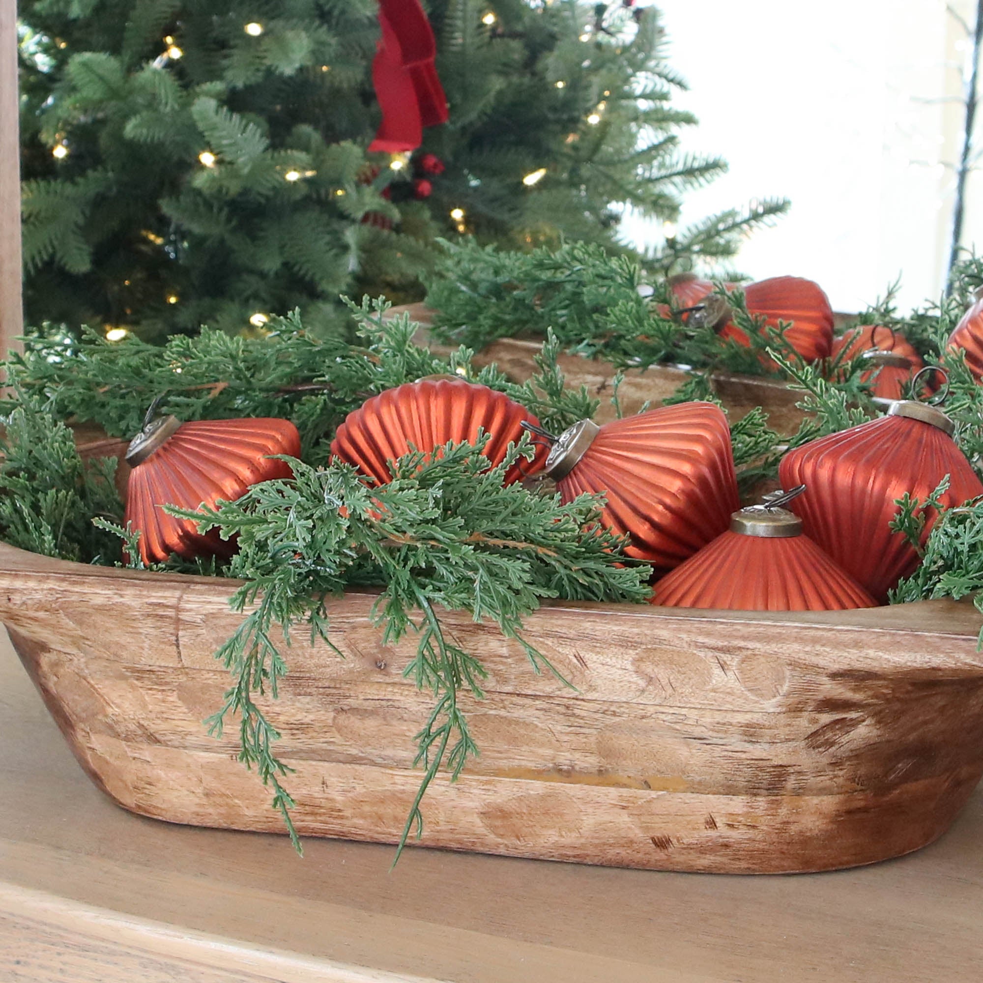 Ribbed Burnt Orange Glass Onion Ornament, Individual