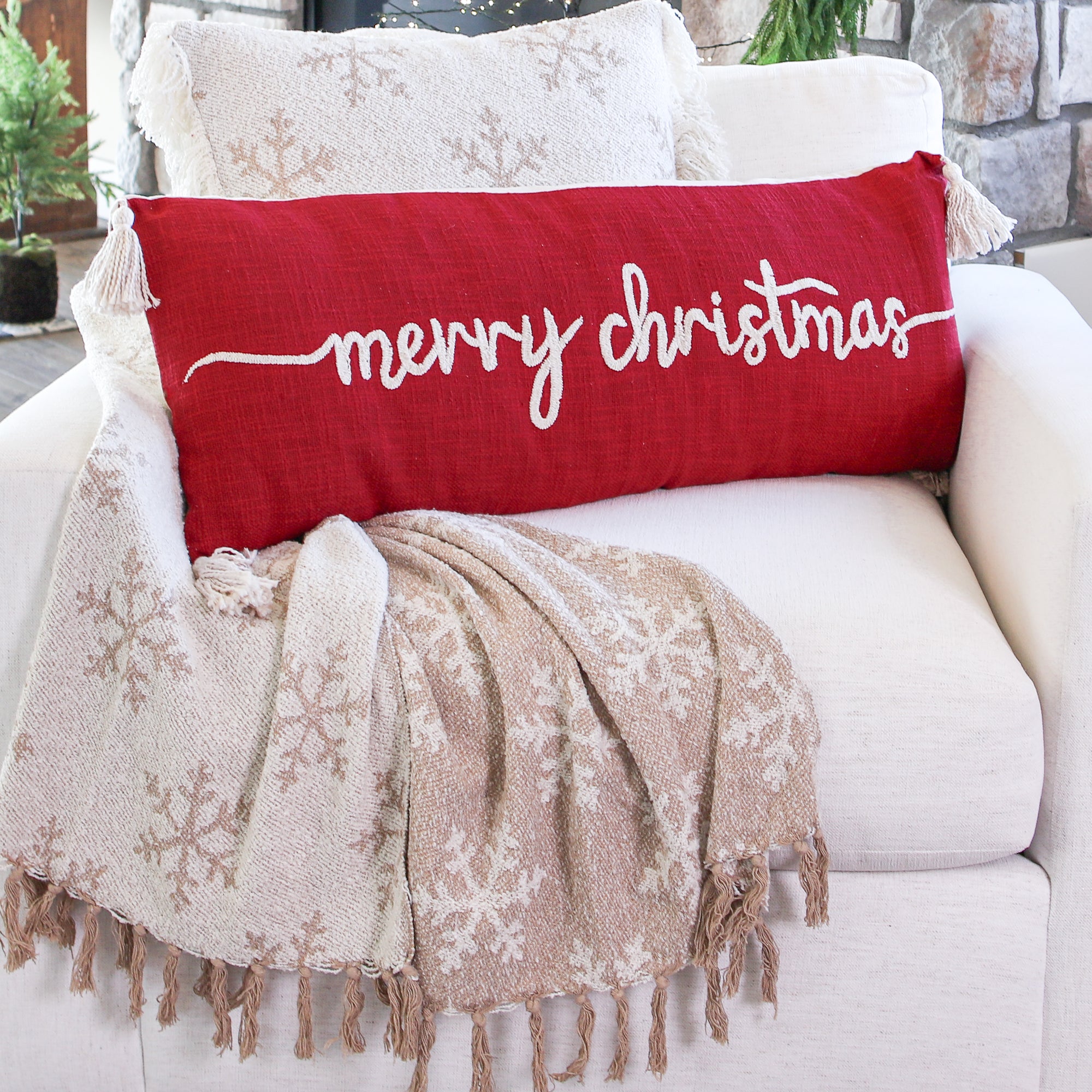 Snowflake Throw Blanket with Fringe