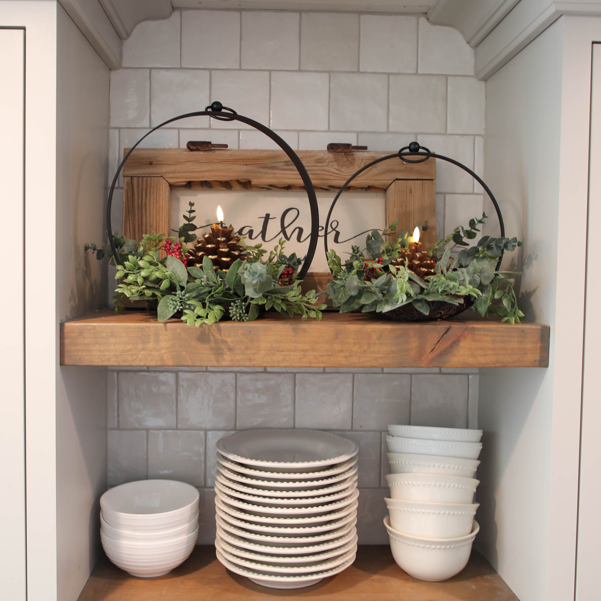 ARRANGEMENT: Pinecone & Round Lantern Centerpiece
