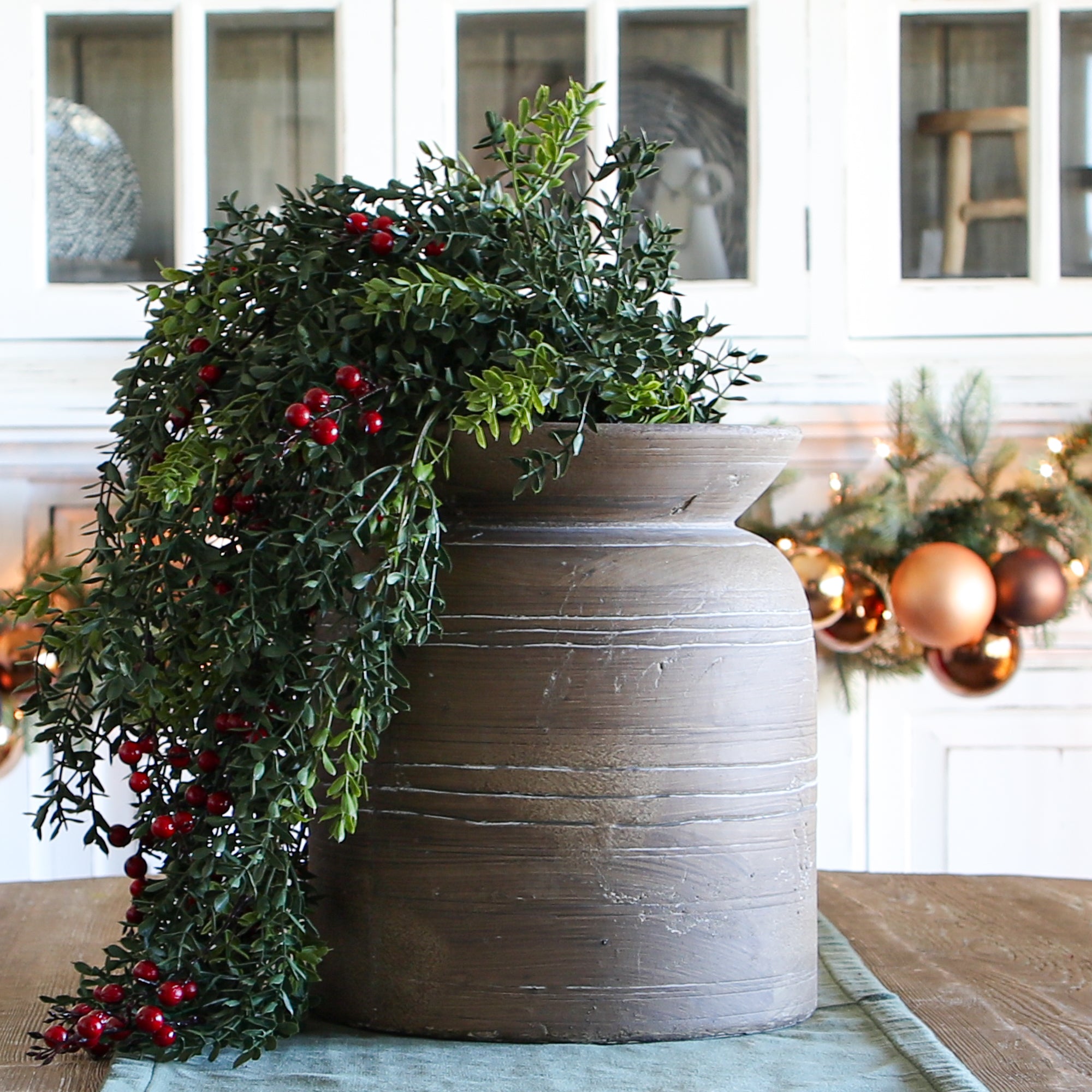 32" Draping Boxwood with Berries - Interior Delights