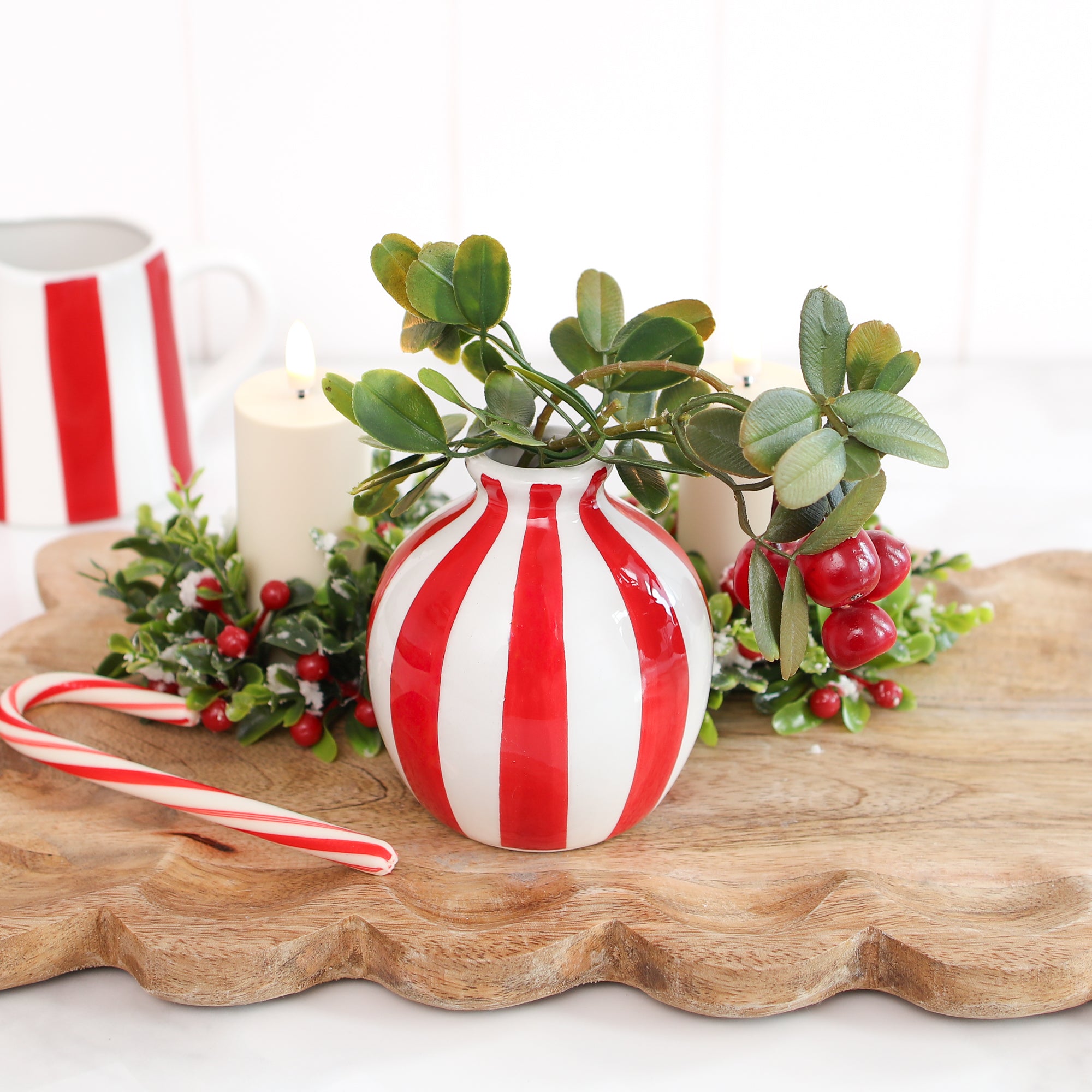 Red and White Stripe Vase