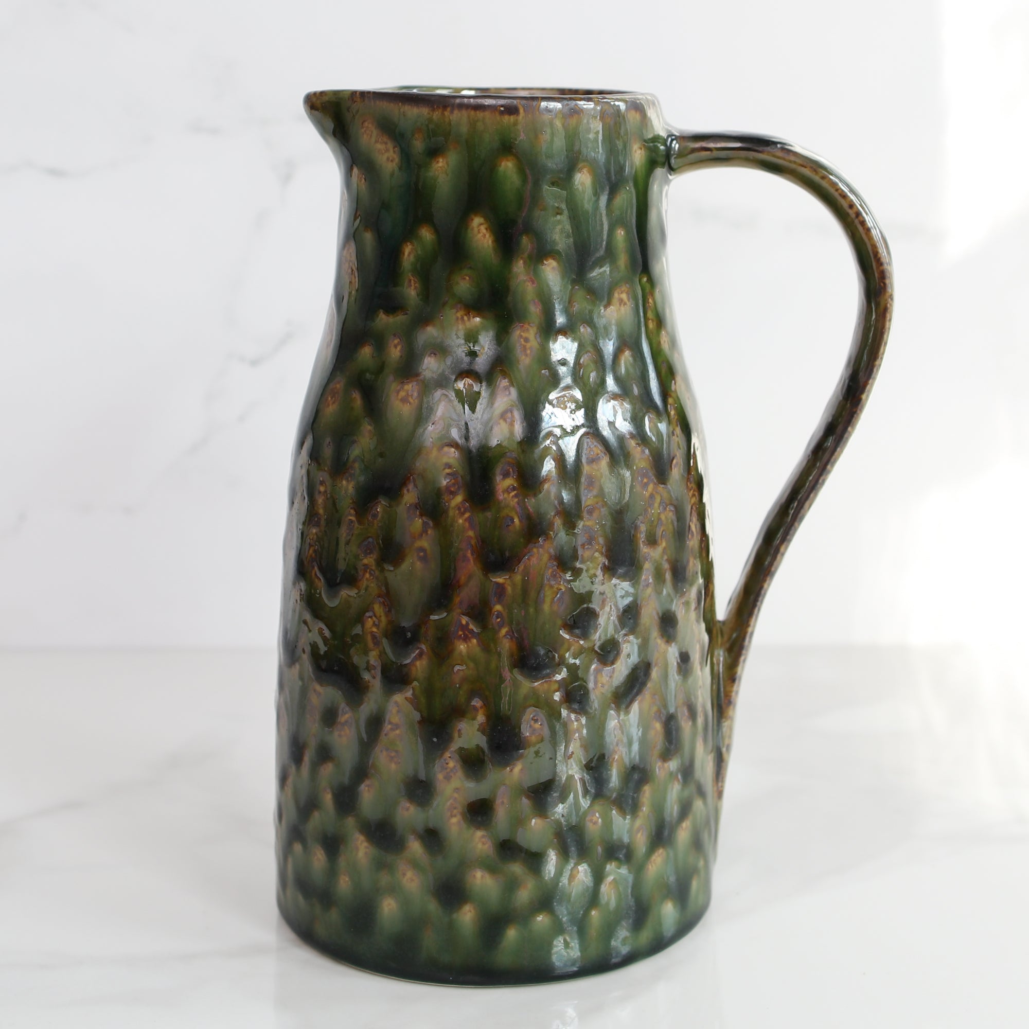 Stoneware Pitcher with Reactive Glaze - Interior Delights