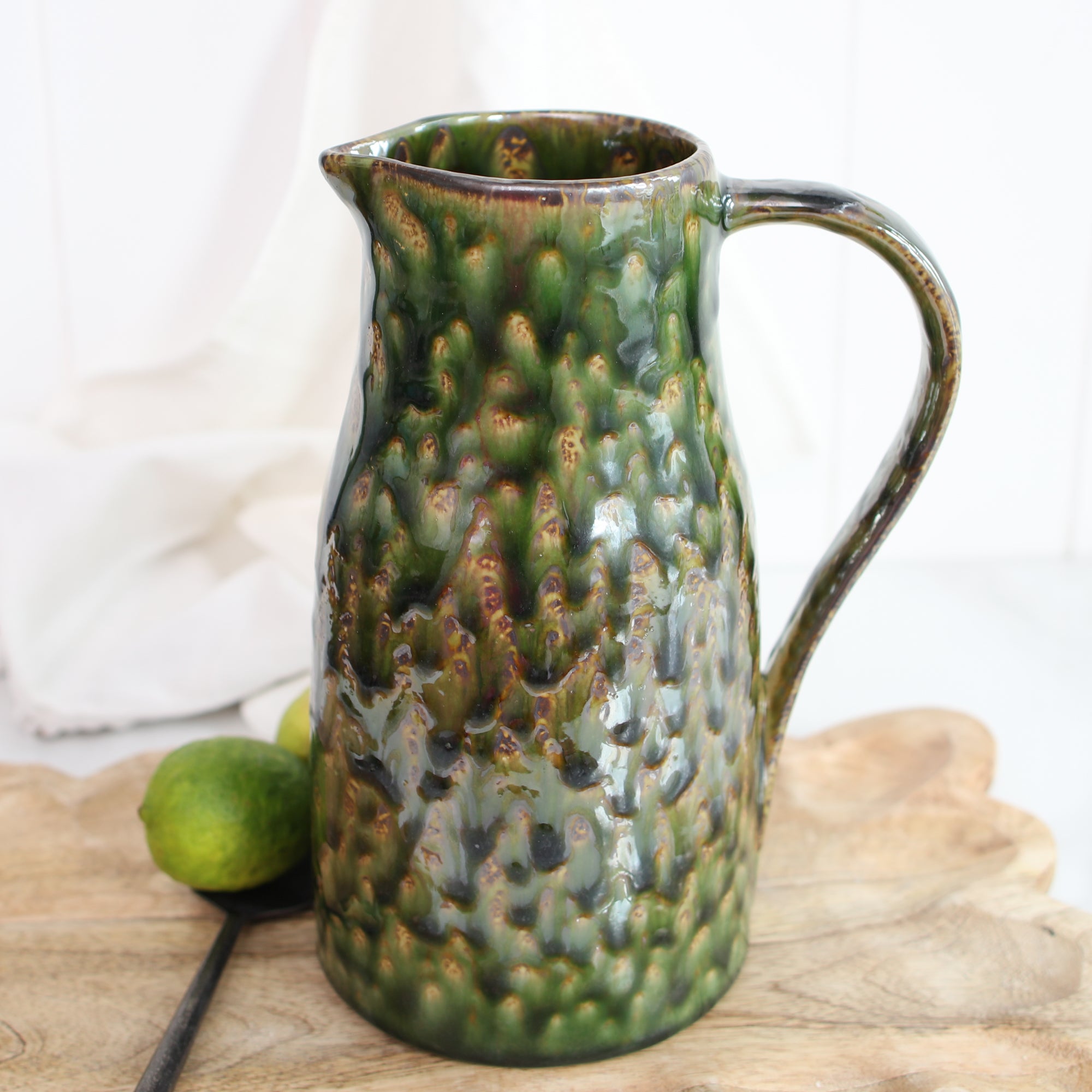 Stoneware Pitcher with Reactive Glaze - Interior Delights
