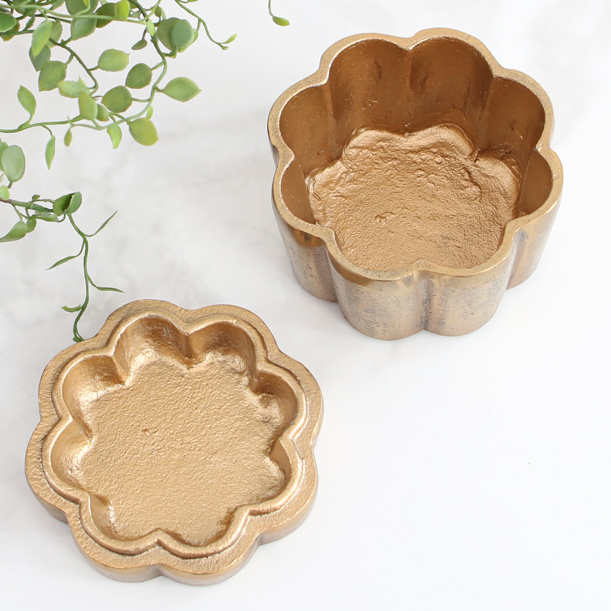 Scalloped Gold Box with Lid