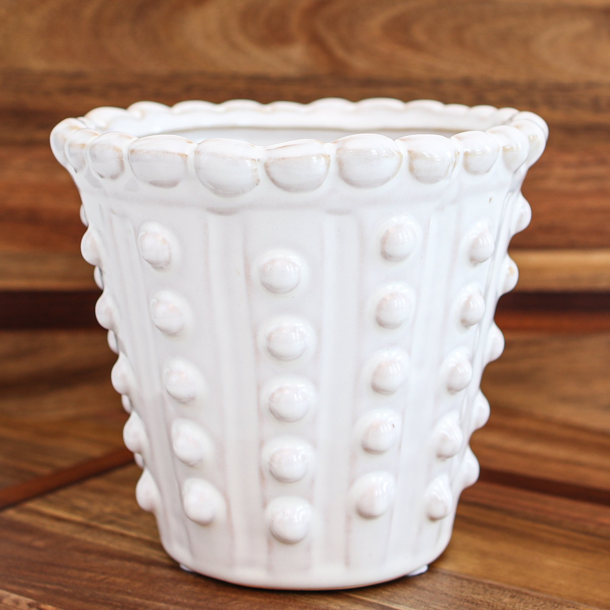 White Ceramic Dot Planter - Interior Delights
