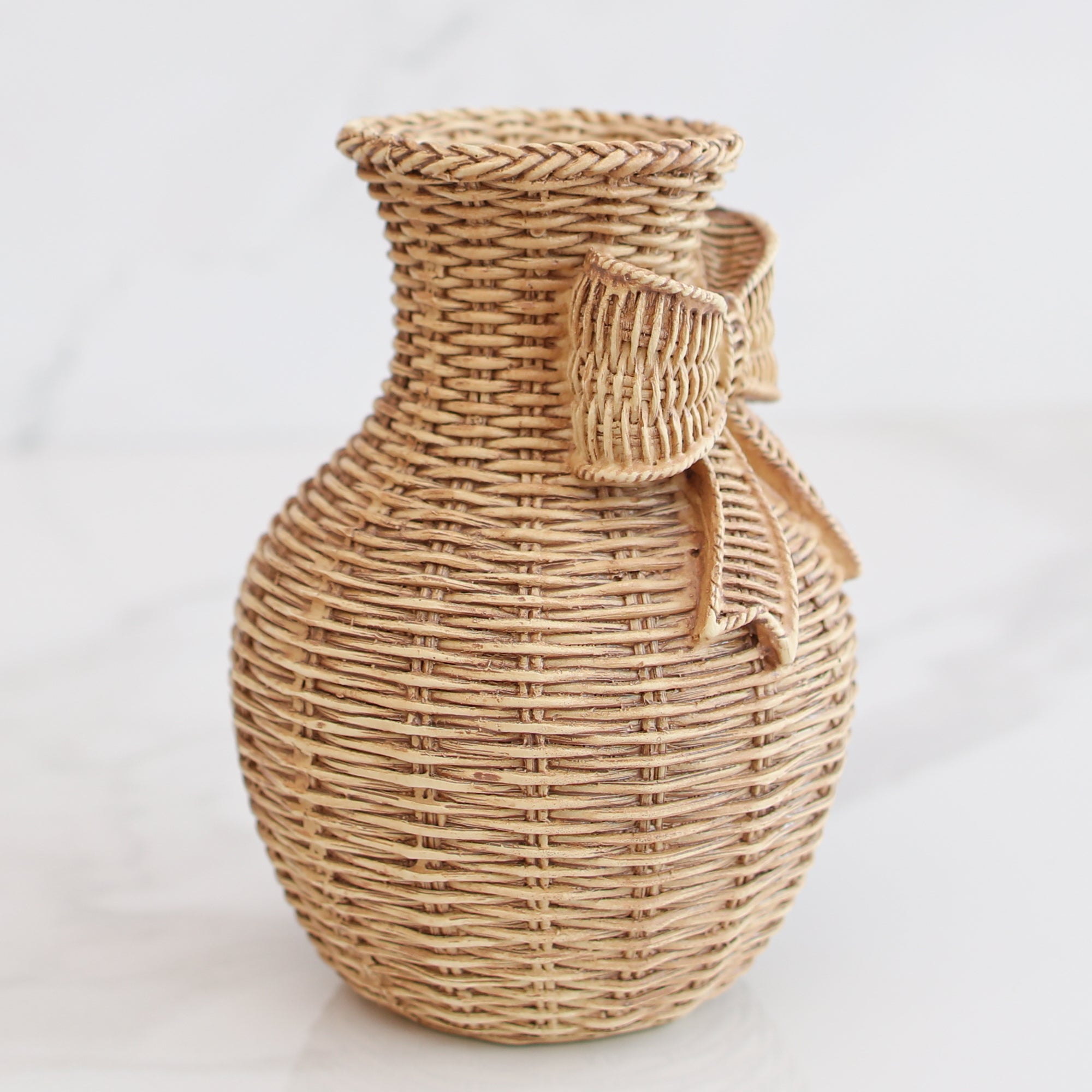 6" Woven Vase with Bow - Interior Delights