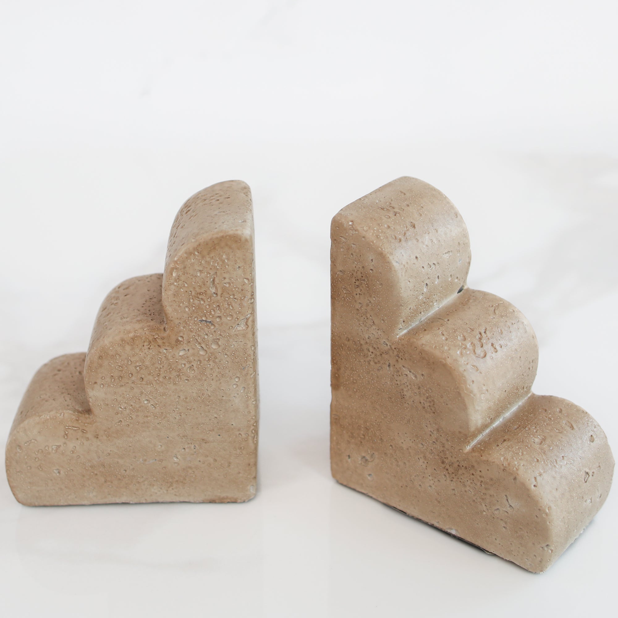 Scalloped Cement Bookends Set of 2 - Interior Delights