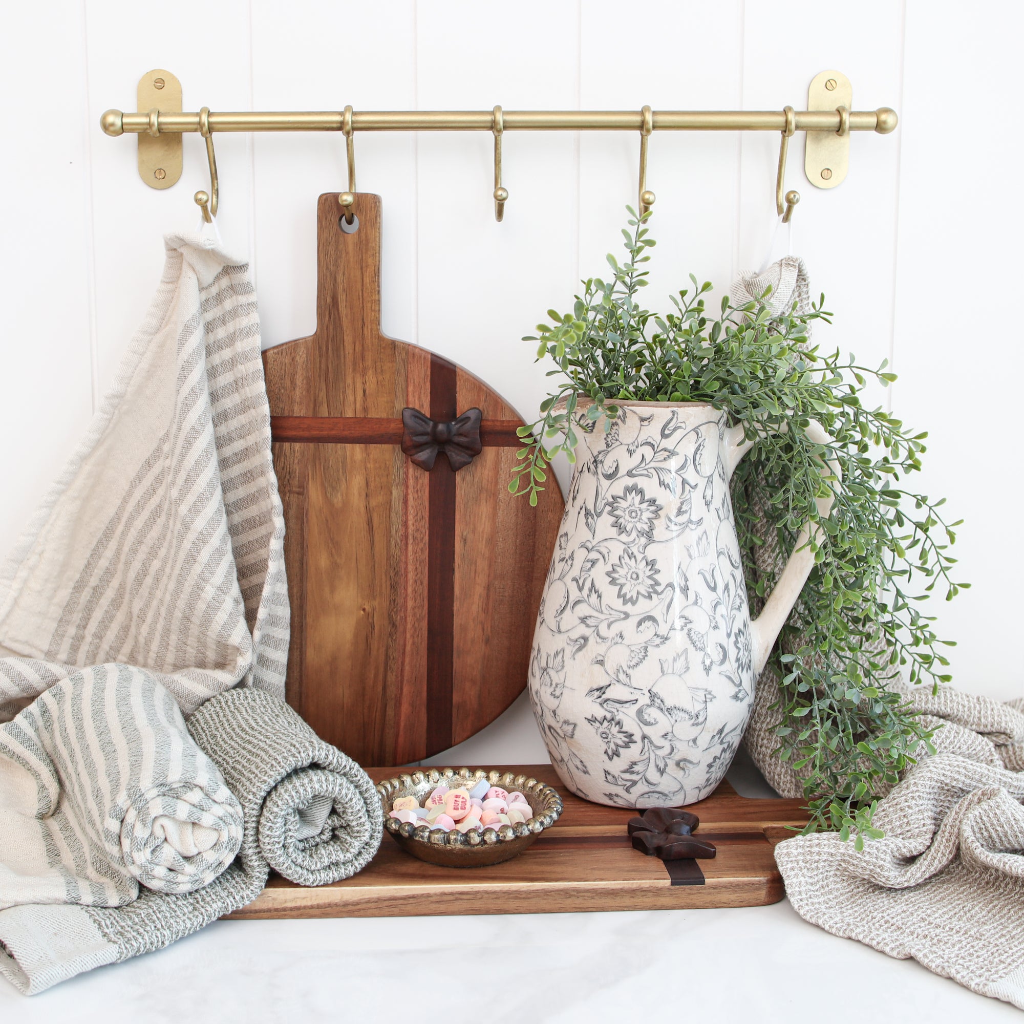 Blue Grey Floral Heirloom Pitcher - Interior Delights