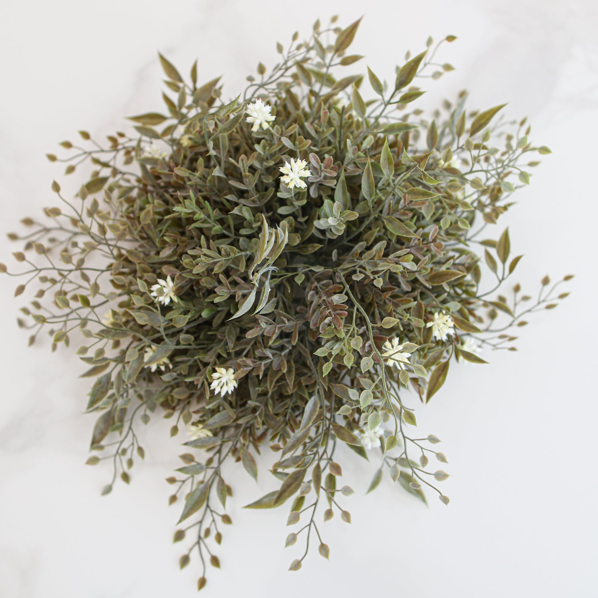 11" Sage Green Pouf with Cream Flowers - Interior Delights