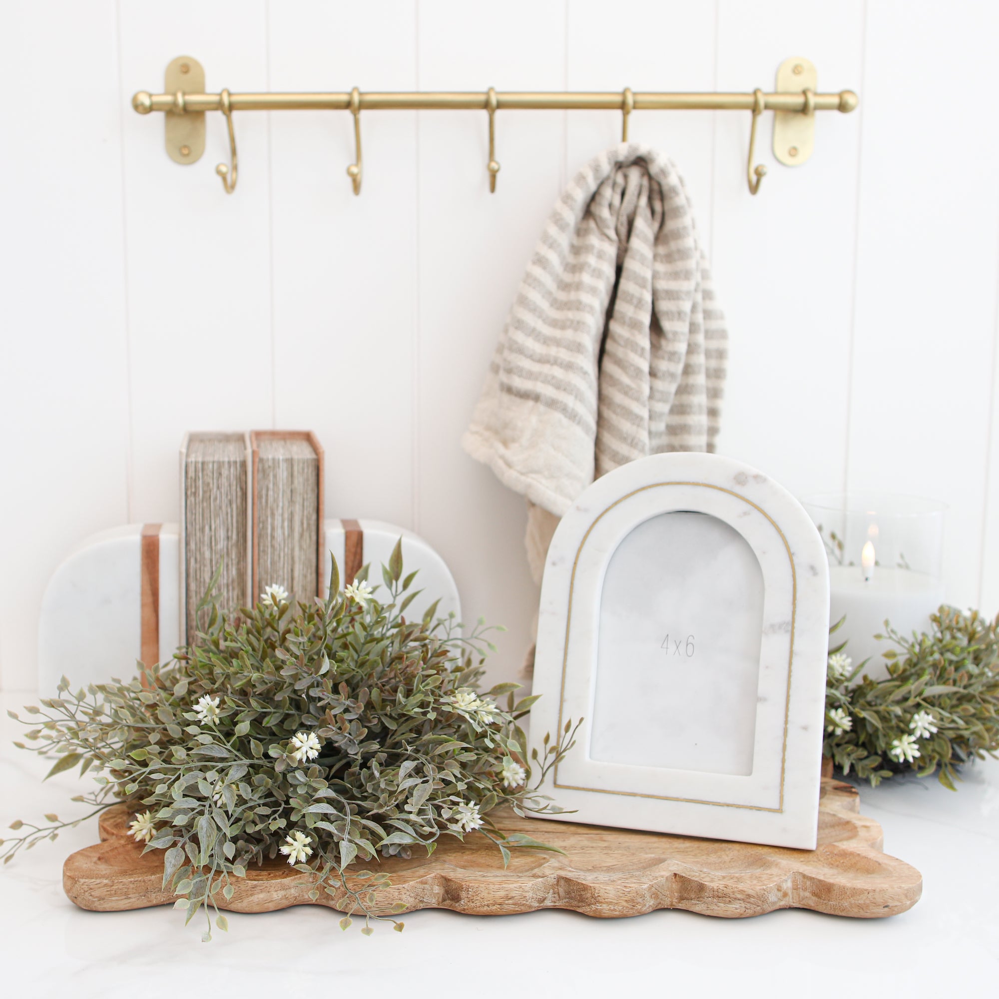 11" Sage Green Pouf with Cream Flowers - Interior Delights