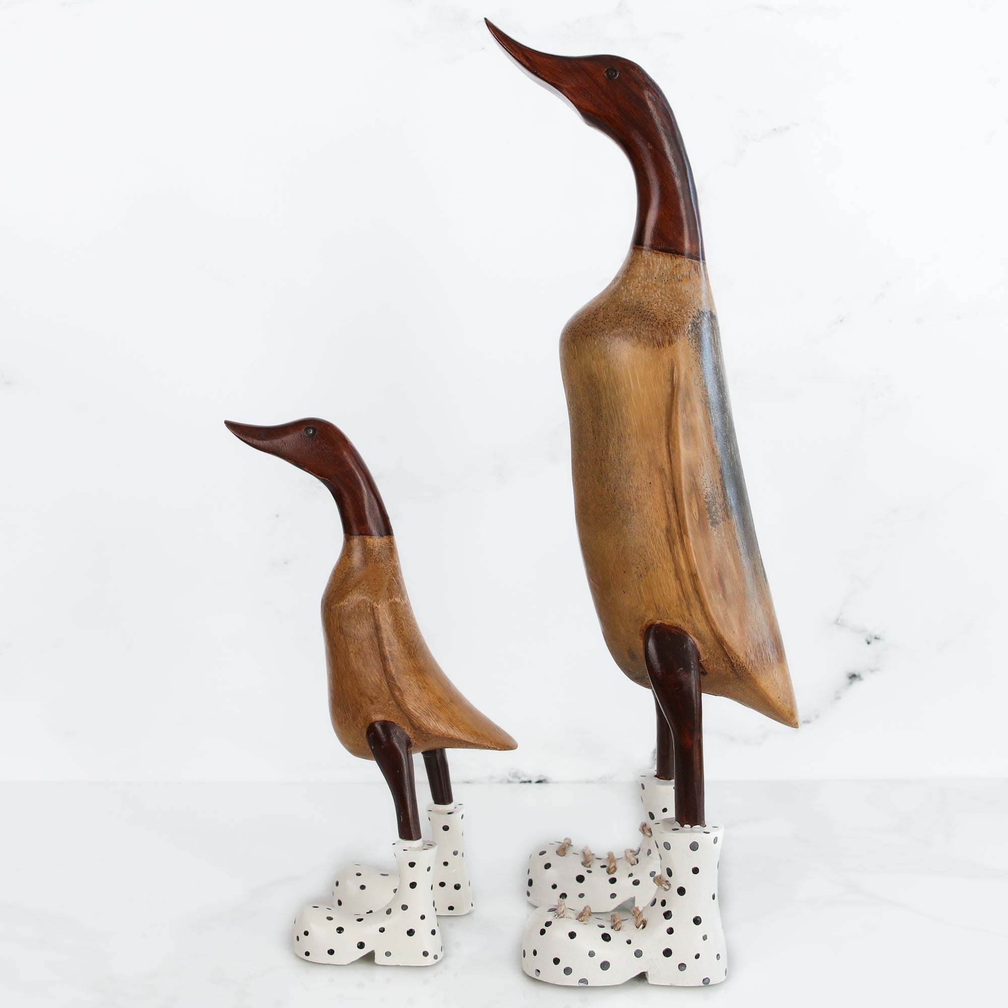 Wooden Ducks in Boots, Set of 2 - Interior Delights