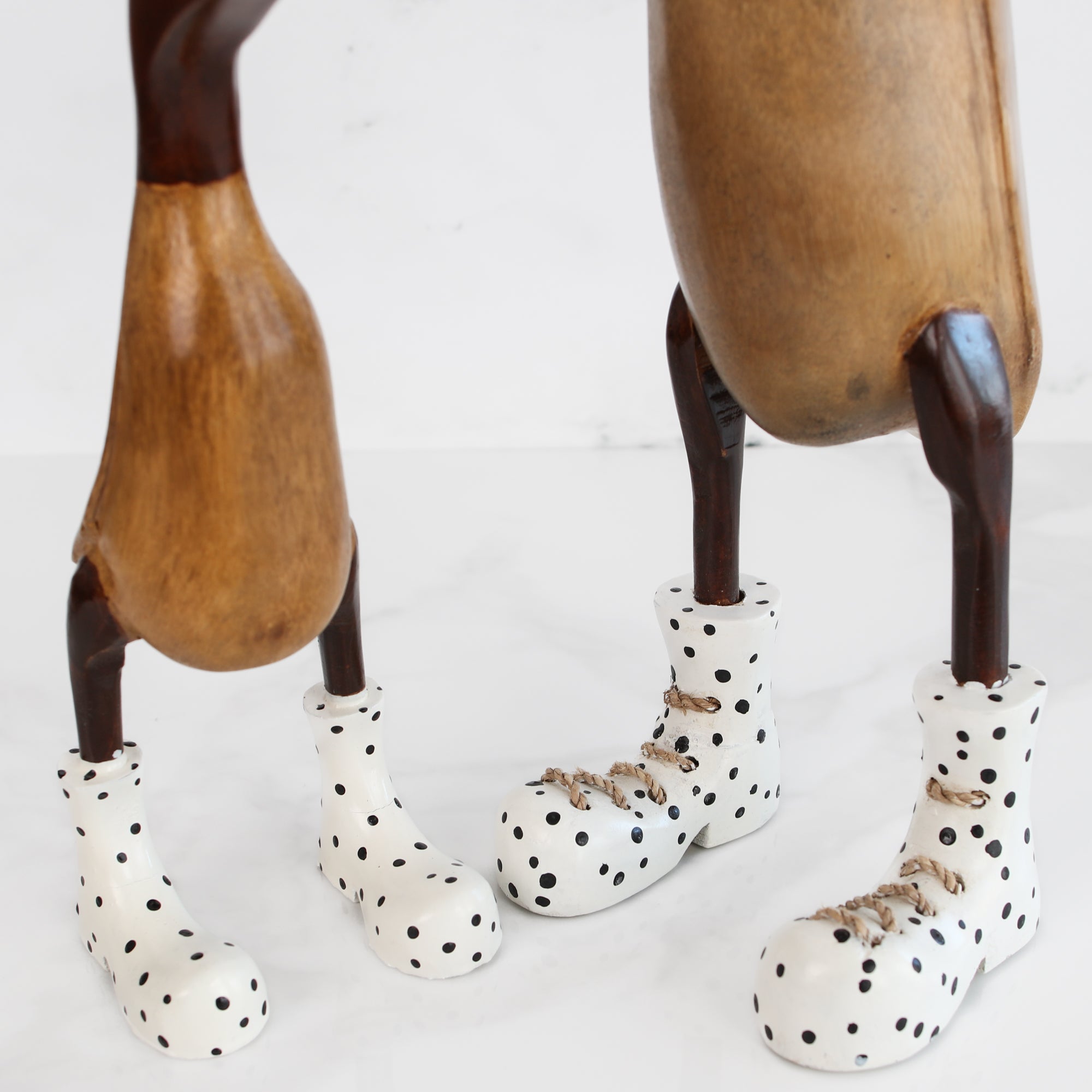 Wooden Ducks in Boots, Set of 2 - Interior Delights