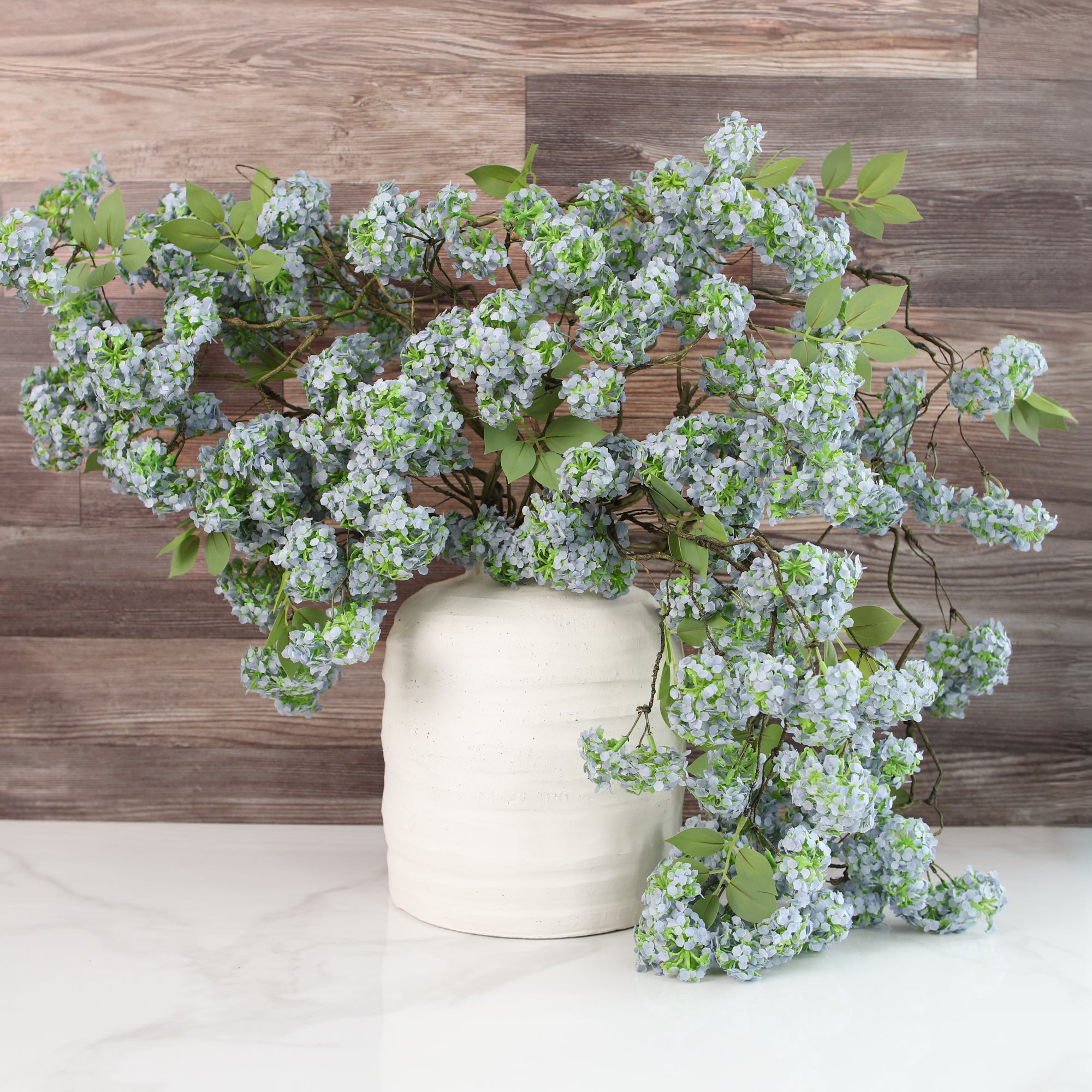 37" Blue Blooming Vine With Leaves - Interior Delights
