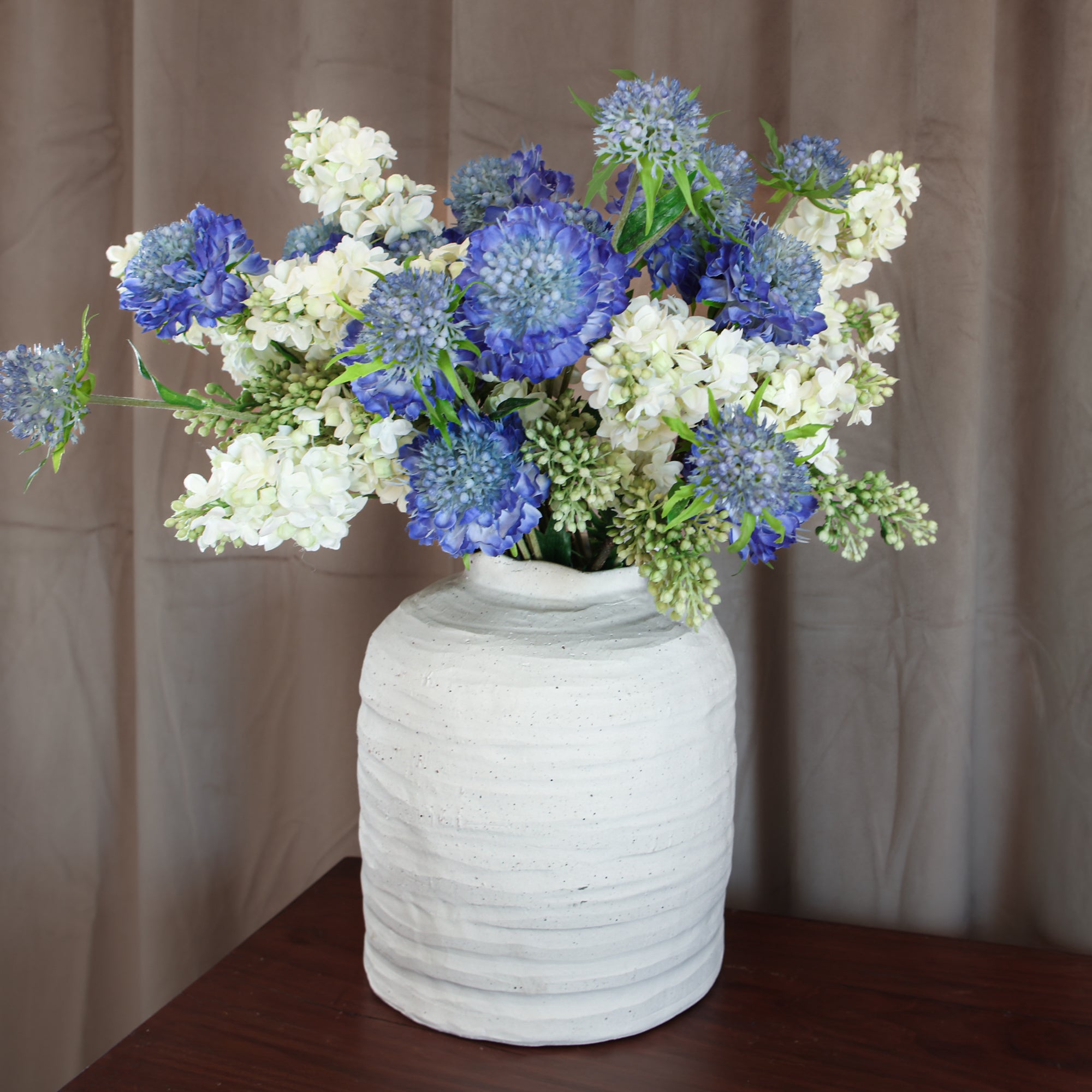 10.5” Ivory Stoneware Vase - Interior Delights