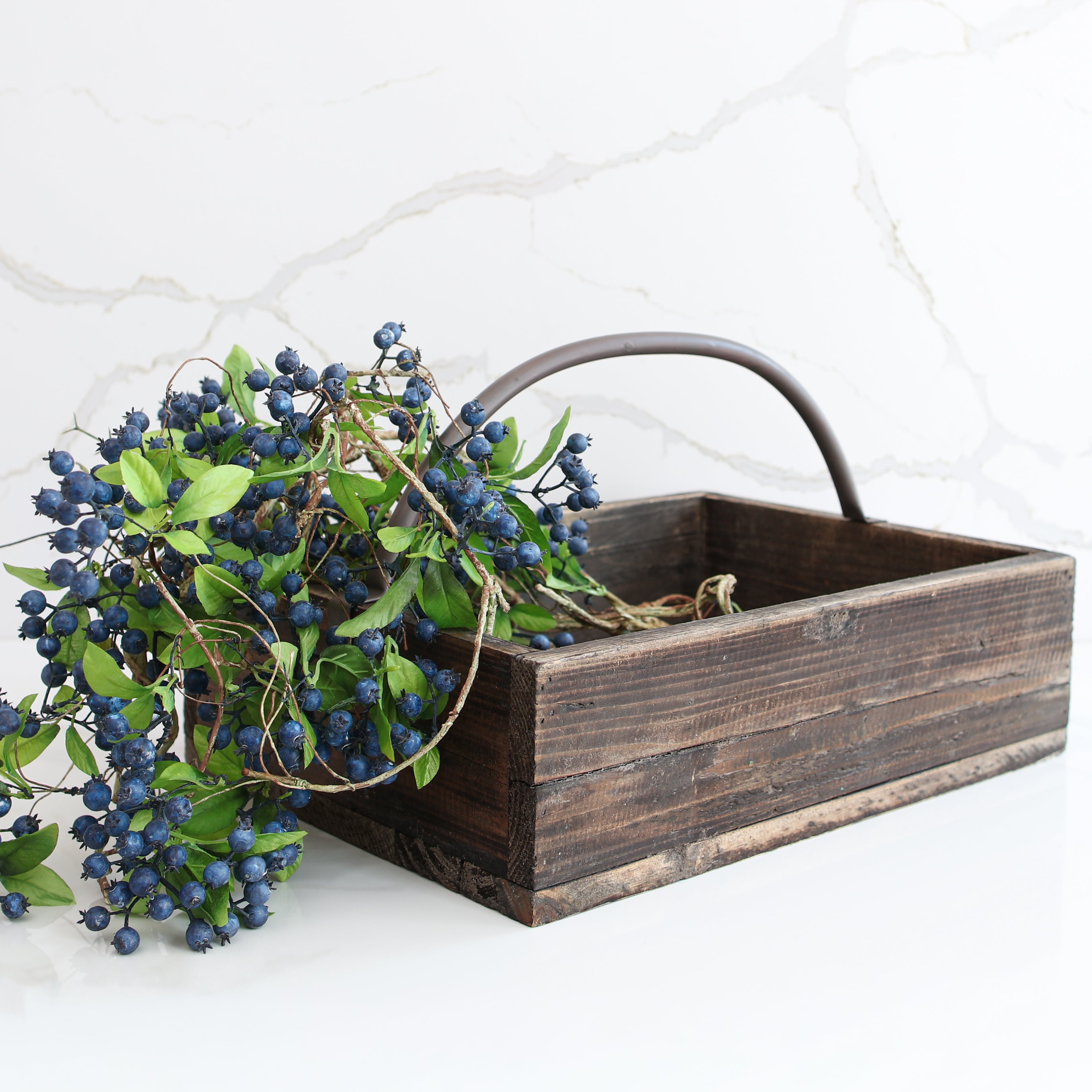 Wood Basket with Metal Handle - Interior Delights